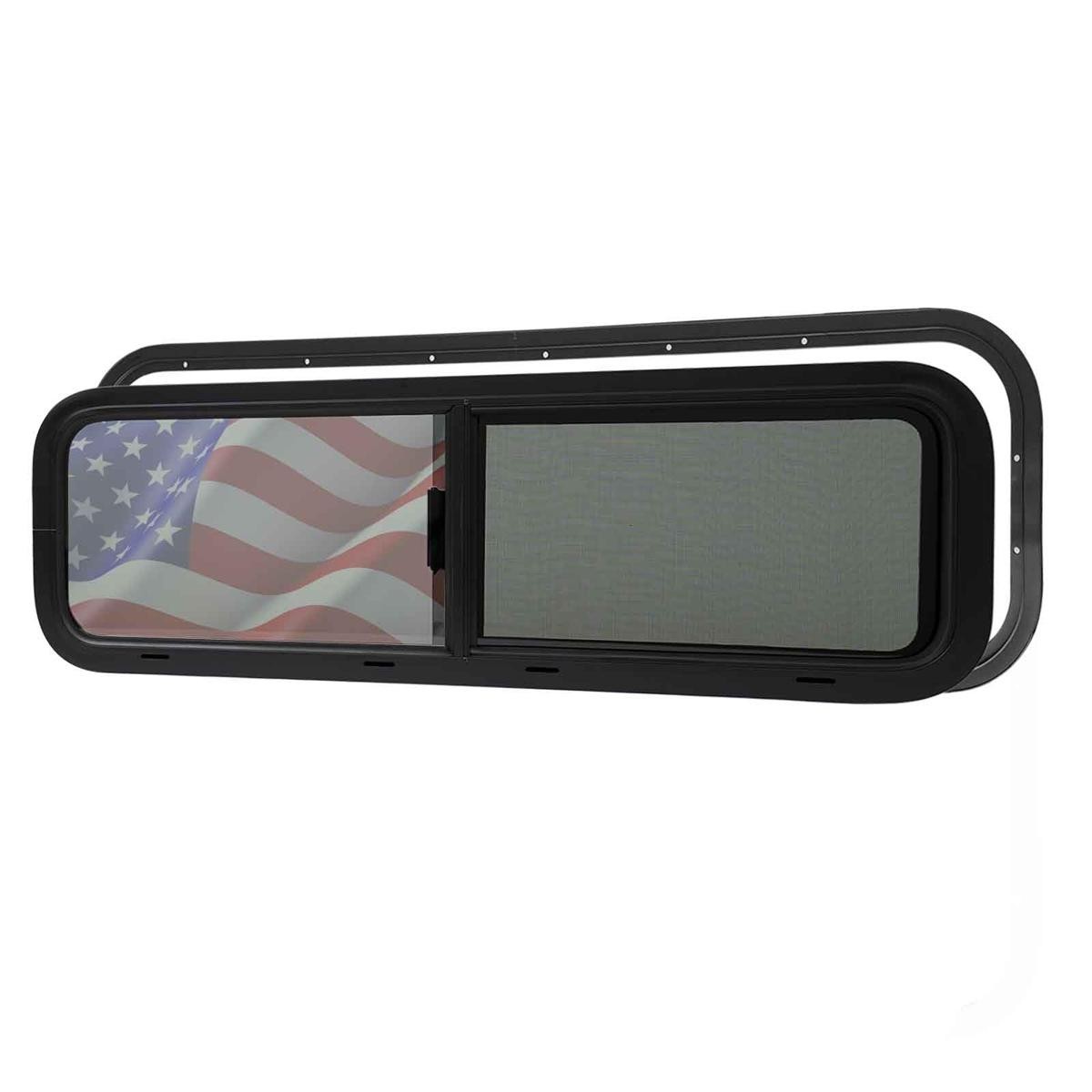 33X10 Rv Van Bunk Window Half Slider Privacy Glass Aluminum Black