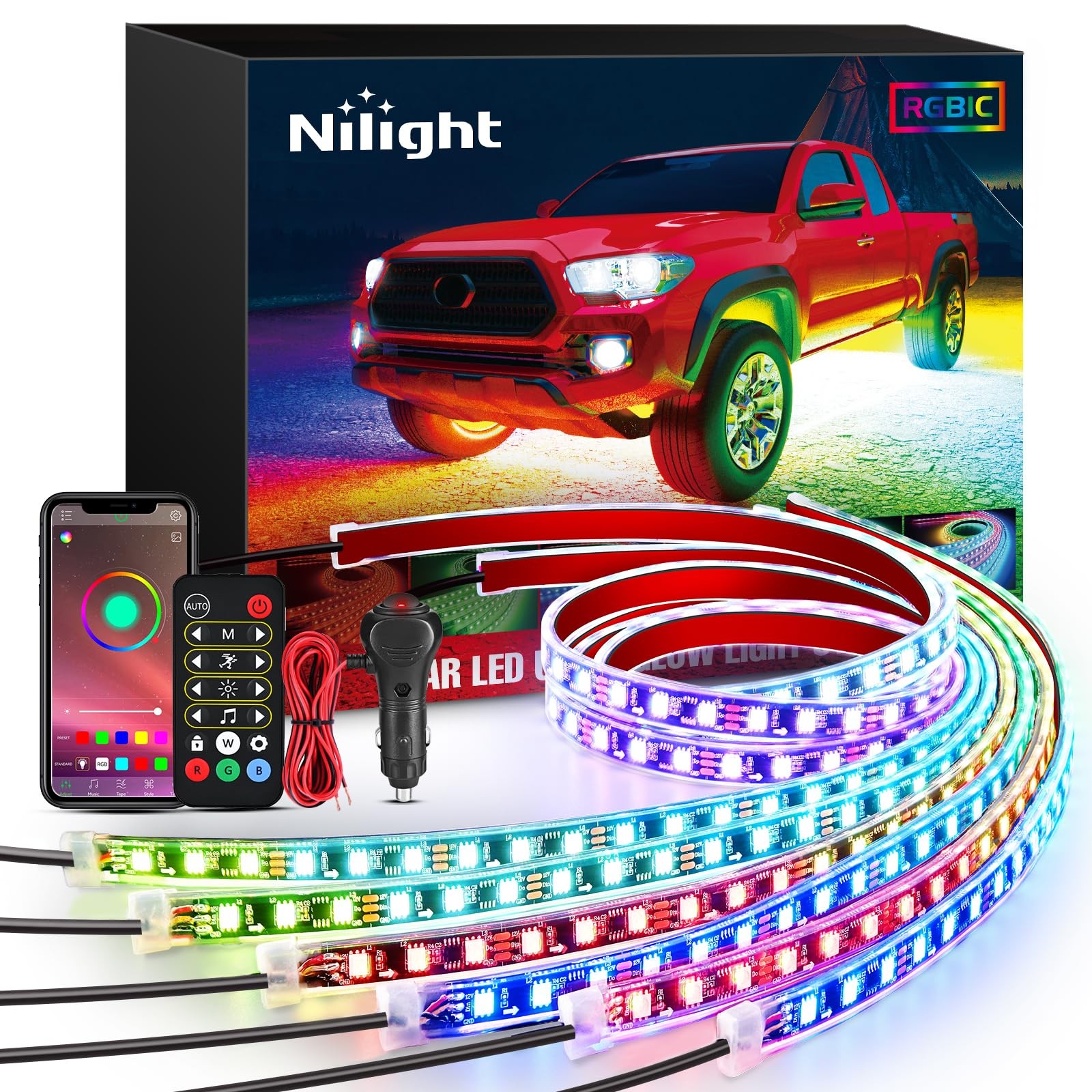 Nilight 6PCS Dream Color LED Light Strip, 6Pcs RGB-IC Underglow Nilight 6PCS Dream Color LED Light Strip, 6Pcs RGB-IC Underglow