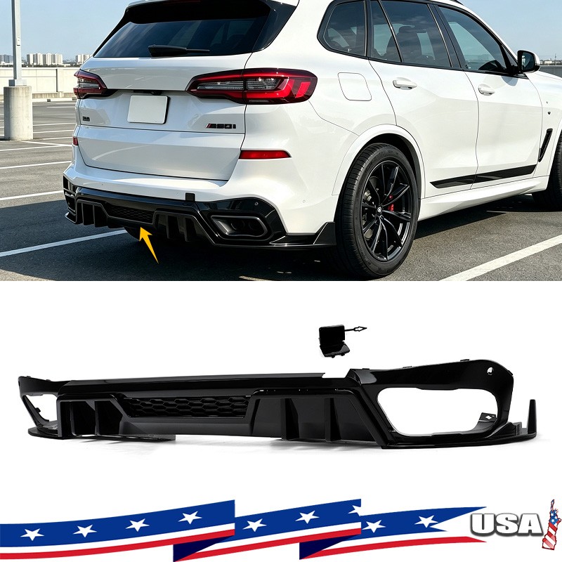 Competition Style Rear Diffuser Lip For 2019-2025 BMW X5 G05 M Sport Gloss Black
