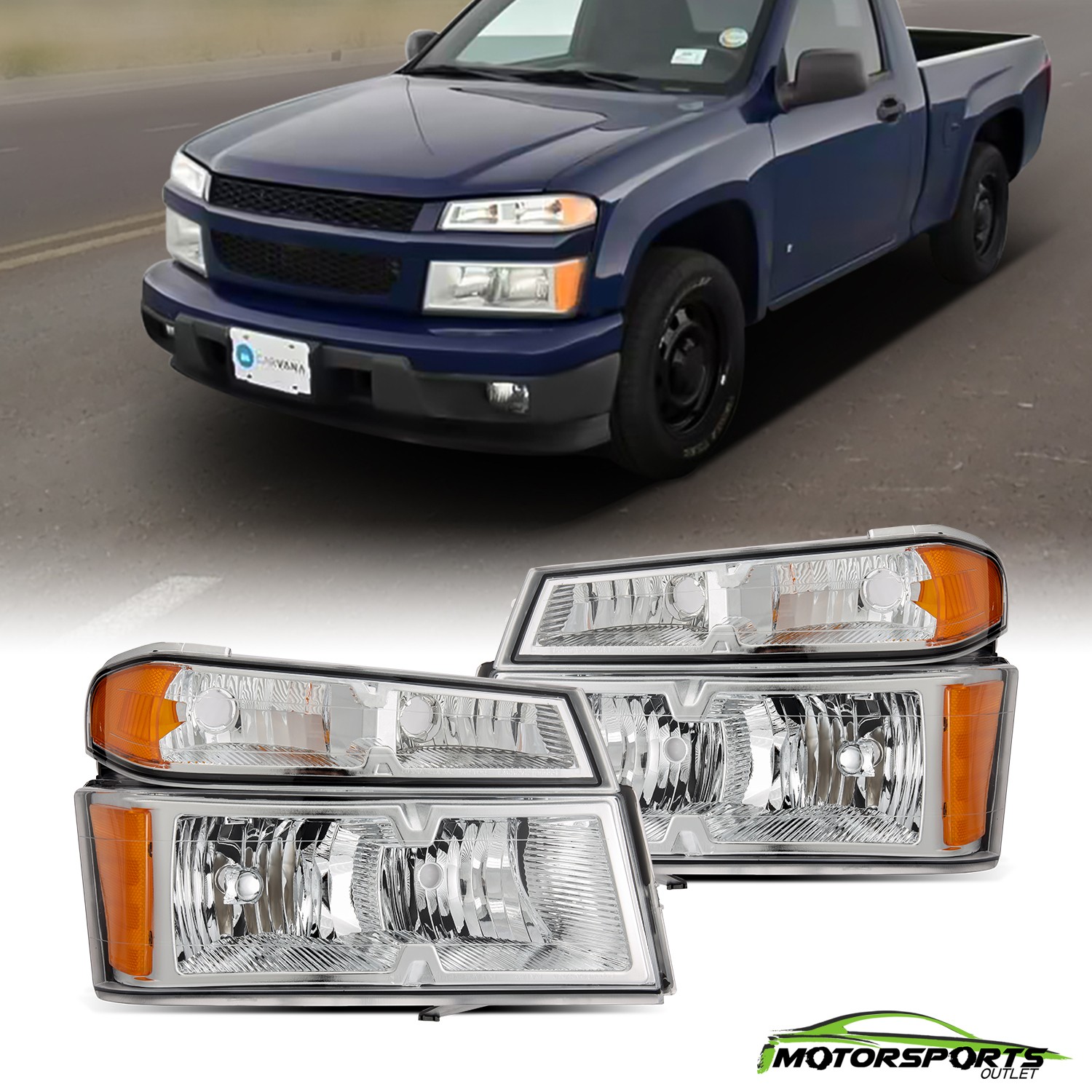 Fit 2004-2012 Chevy Colorado GMC Canyon Headlights w/Parking Corner Lamps 4pcs