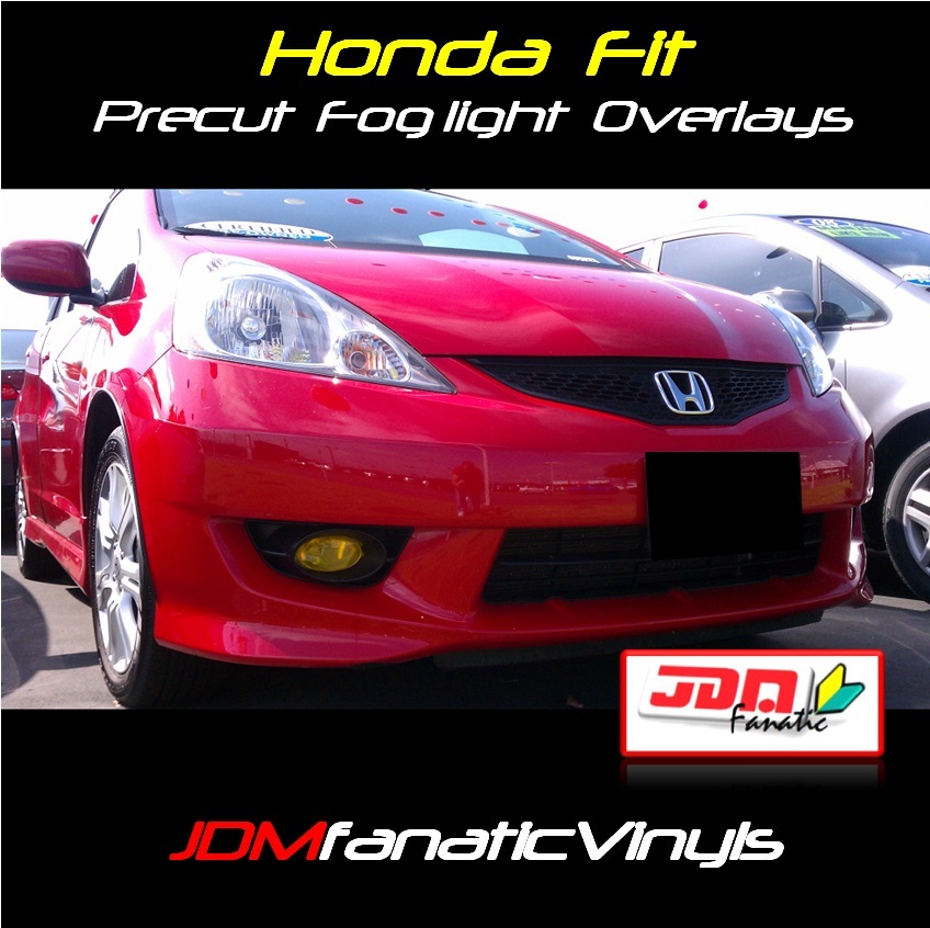 09-14 FIT Yellow fog light Overlays TINT Vinyl Film Wrap JDM EDM Mugen PRECUT 
