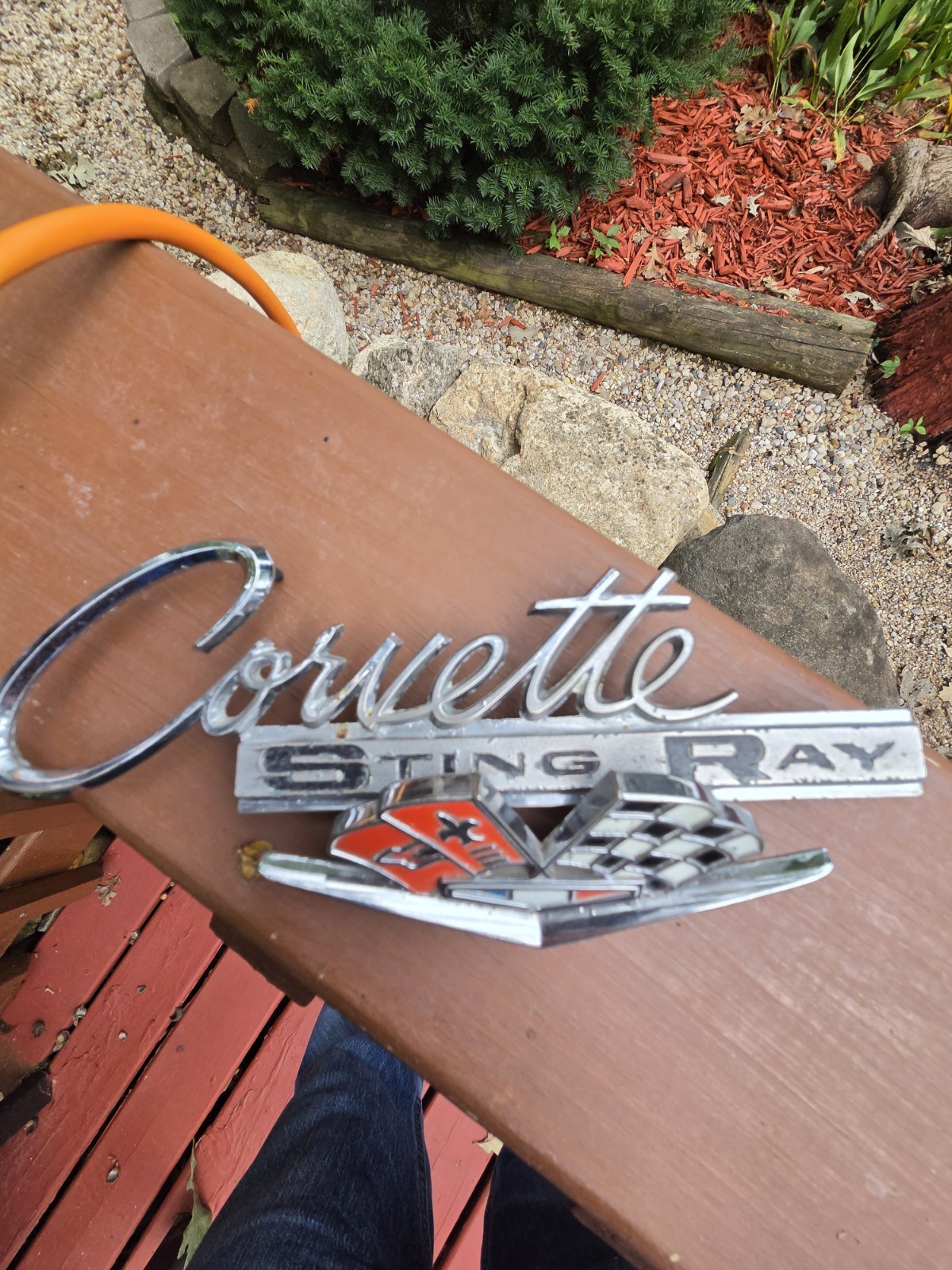 1963-1965 Corvette Stingray Rear Deck Emblem OEM GM# 3797414 And Crossed Flags 