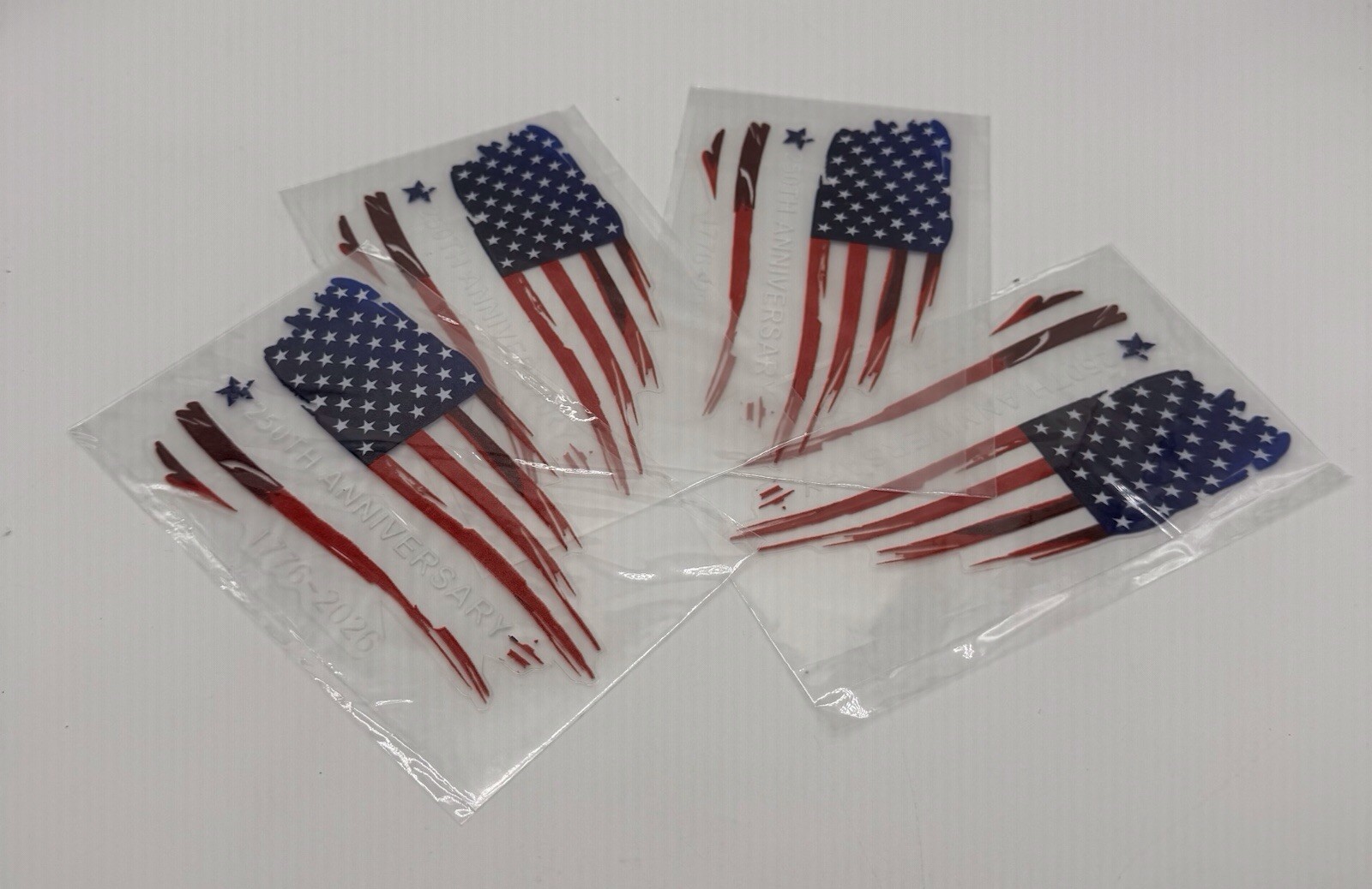 4PCS USA 250th Anniversary Flag Decals Stickers 6” 1776-2026 Patriotic