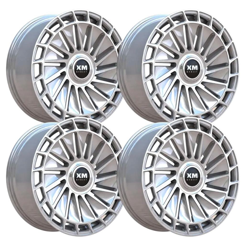 (Set-4) Xm Street Xm-614 20X8.5 5x4.25/5x108 Silver Brush 35mm Wheels Rims 20\