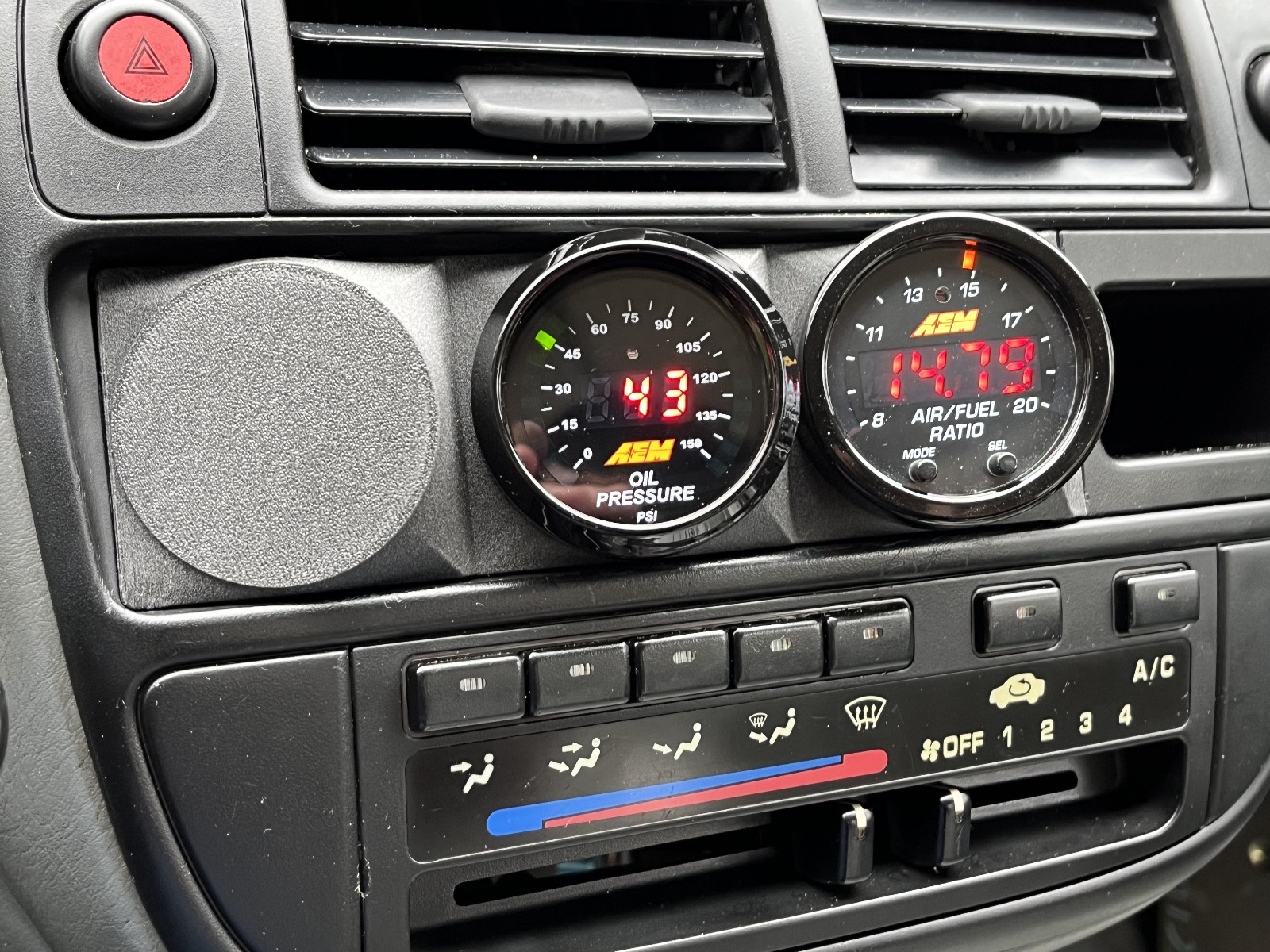 1996–1998 Honda Civic EK Stereo Slot Angled 3 Gauge Pod : Blank plates included