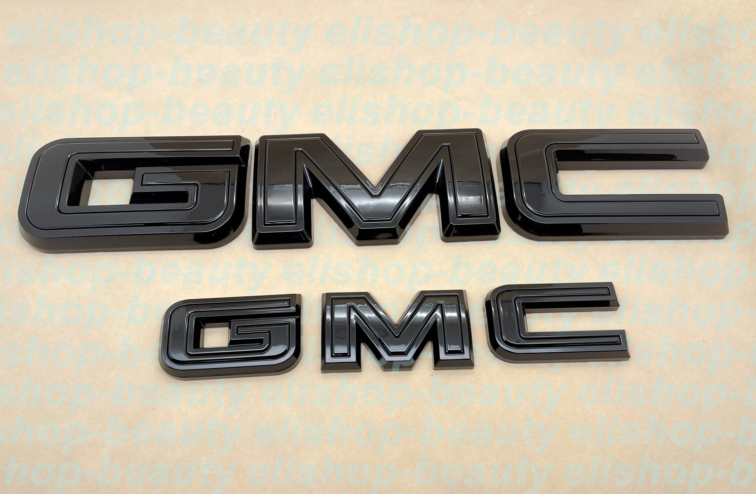 New 2021-24 GMC Yukon Yukon XL Front & Rear Gloss Black overlay Emblem badge Kit