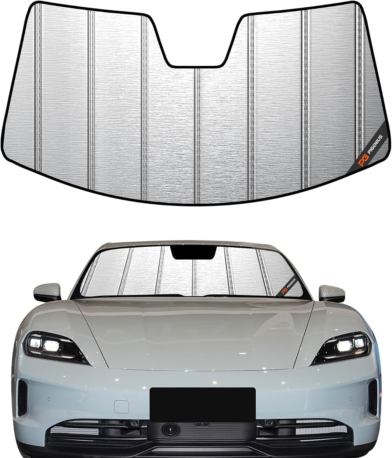 Windshield Sun Shade for Porsche Taycan (Metallic Silver Finish)