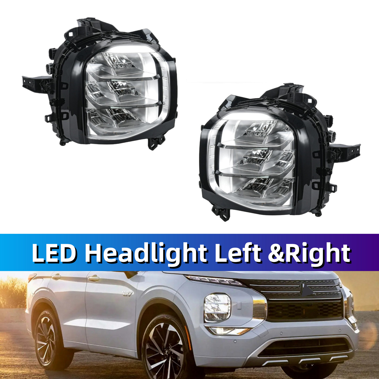 For 22-26 Mitsubishi Outlander LED Headlight Headlamp Assembly LH+RH Set 7 Pins For 22-26 Mitsubishi Outlander LED Headlight Headlamp Assembly LH+RH Set 7 Pins
