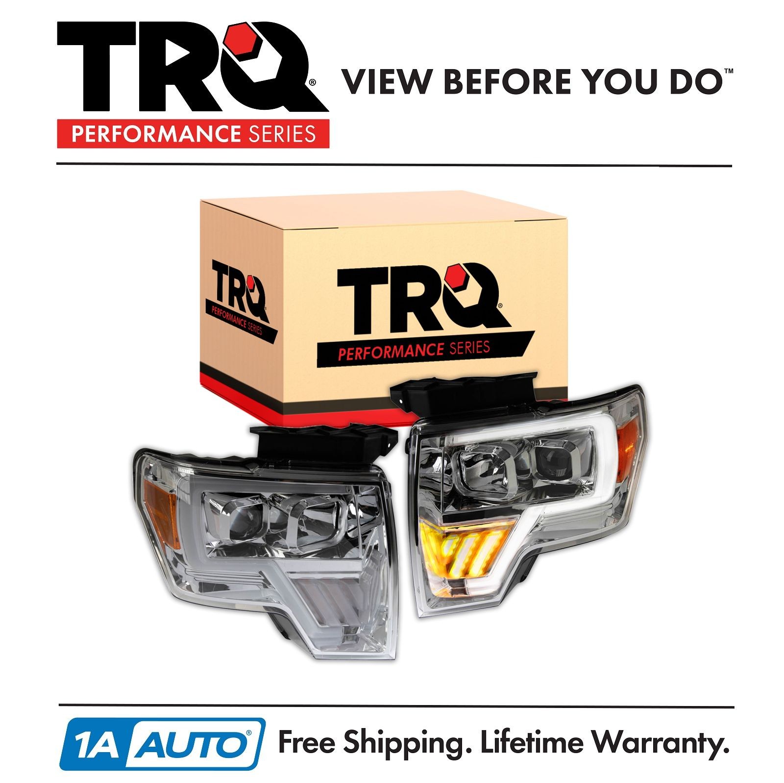 TRQ Performance Headlight Assembly Pair LH RH 2pc for 2009-2014 Ford F-150