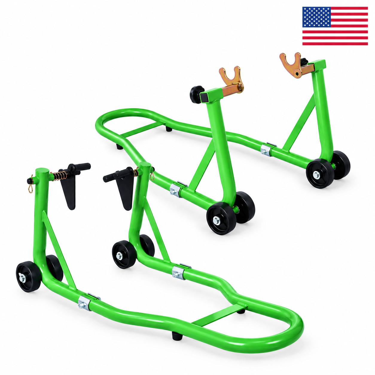 2Pcs Motorcycle Front Rear Wheel Lift Stands 1000 LB Paddock Swingarm Sport Bike