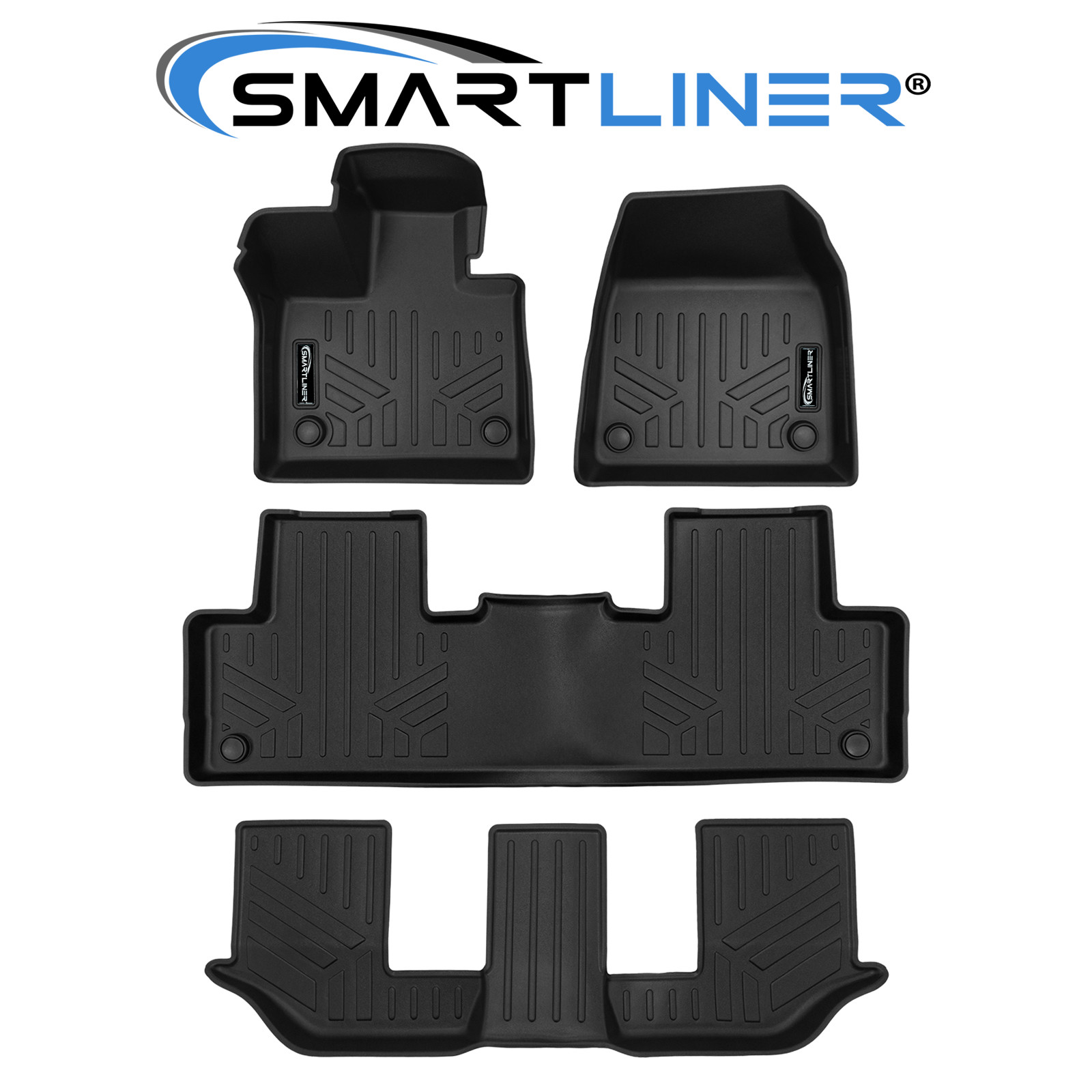 SMARTLINER Custom Fit Black 3 Row Floor Liners  For 2025-2026 Volvo EX90 Electri