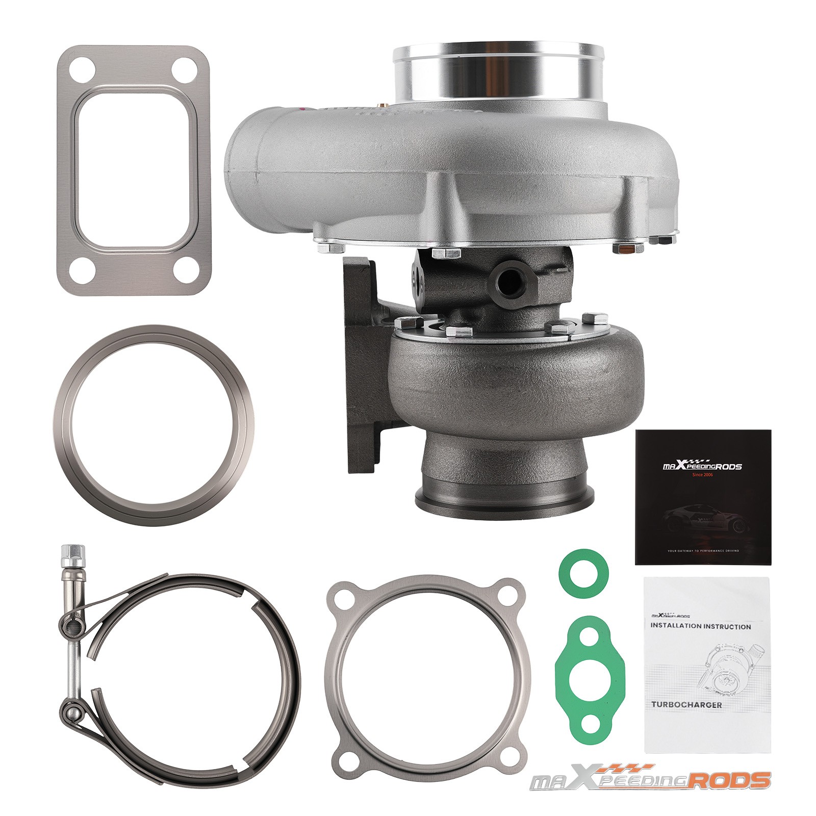 GT35 GT3582 T3 Ar.70 0.63 Billet Turbocharger 600hps Compressor V-Band Turbine GT35 GT3582 T3 Ar.70 0.63 Billet Turbocharger 600hps Compressor V-Band Turbine