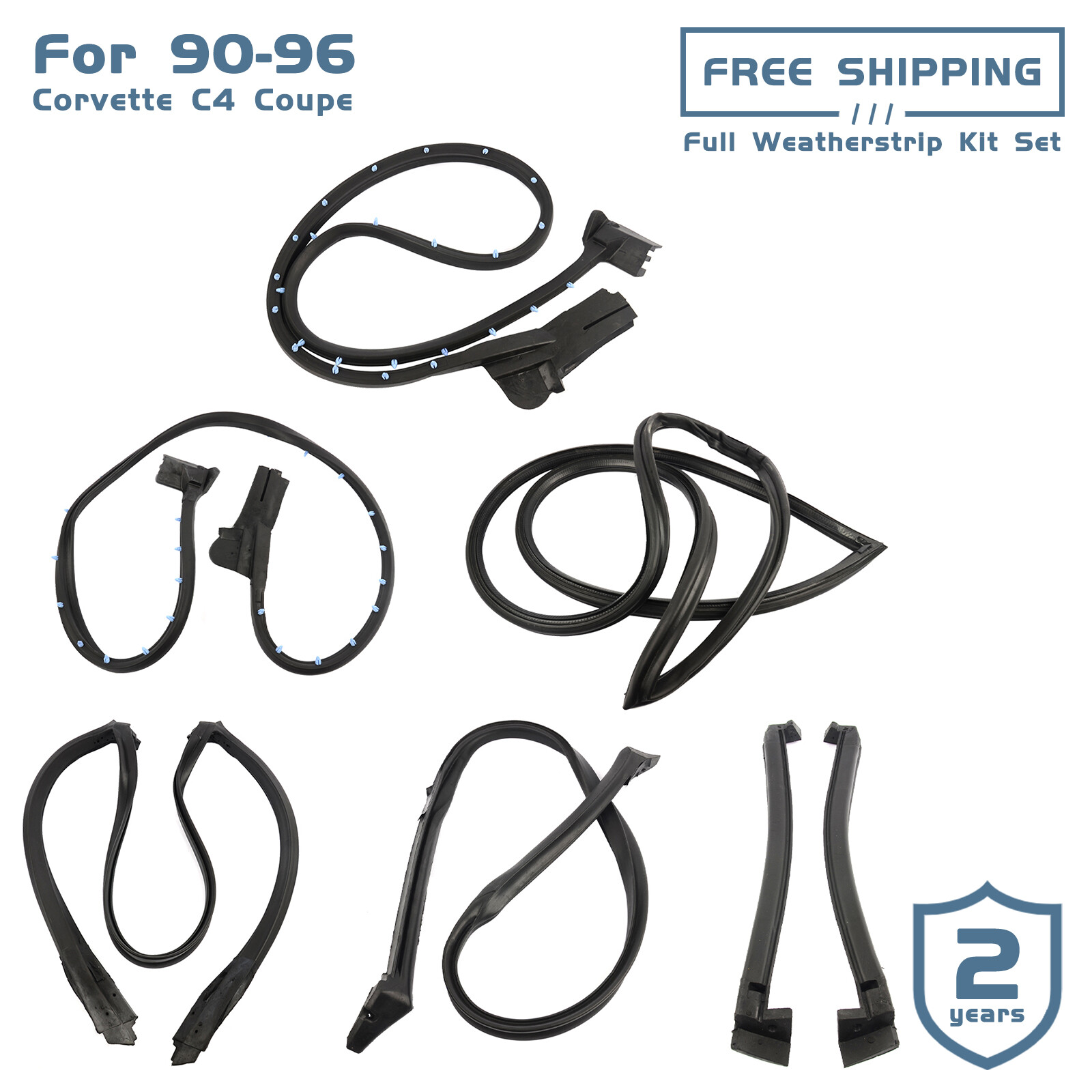 For 1990-1996 Corvette C4 9096GGW Full Weatherstrip Kit Set Weather Strip Seal