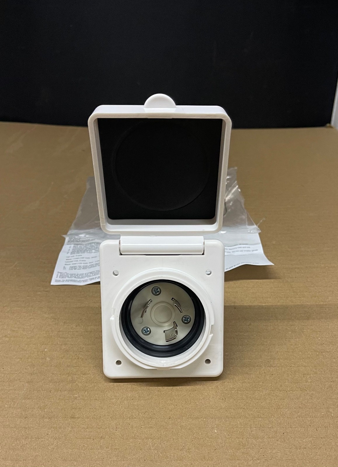 30 Amp 125 Volt For Marinco 301EL-B Park Power Inlet, White, RV Marine Trailer 30 Amp 125 Volt For Marinco 301EL-B Park Power Inlet, White, RV Marine Trailer