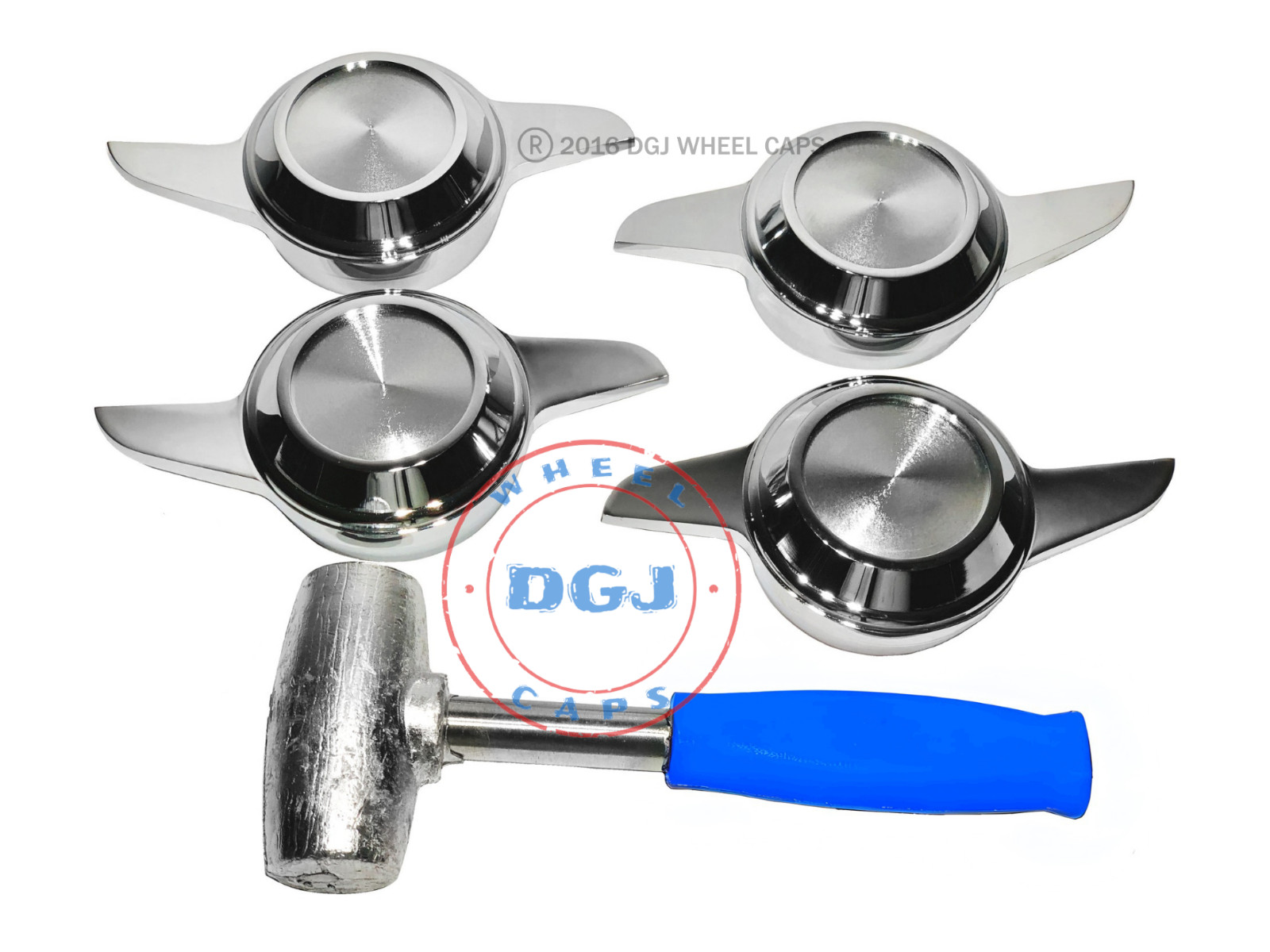 2 Bar Cut Chrome Knock-Off Spinners & Lead Hammer for Lowrider Wire Wheel(M)