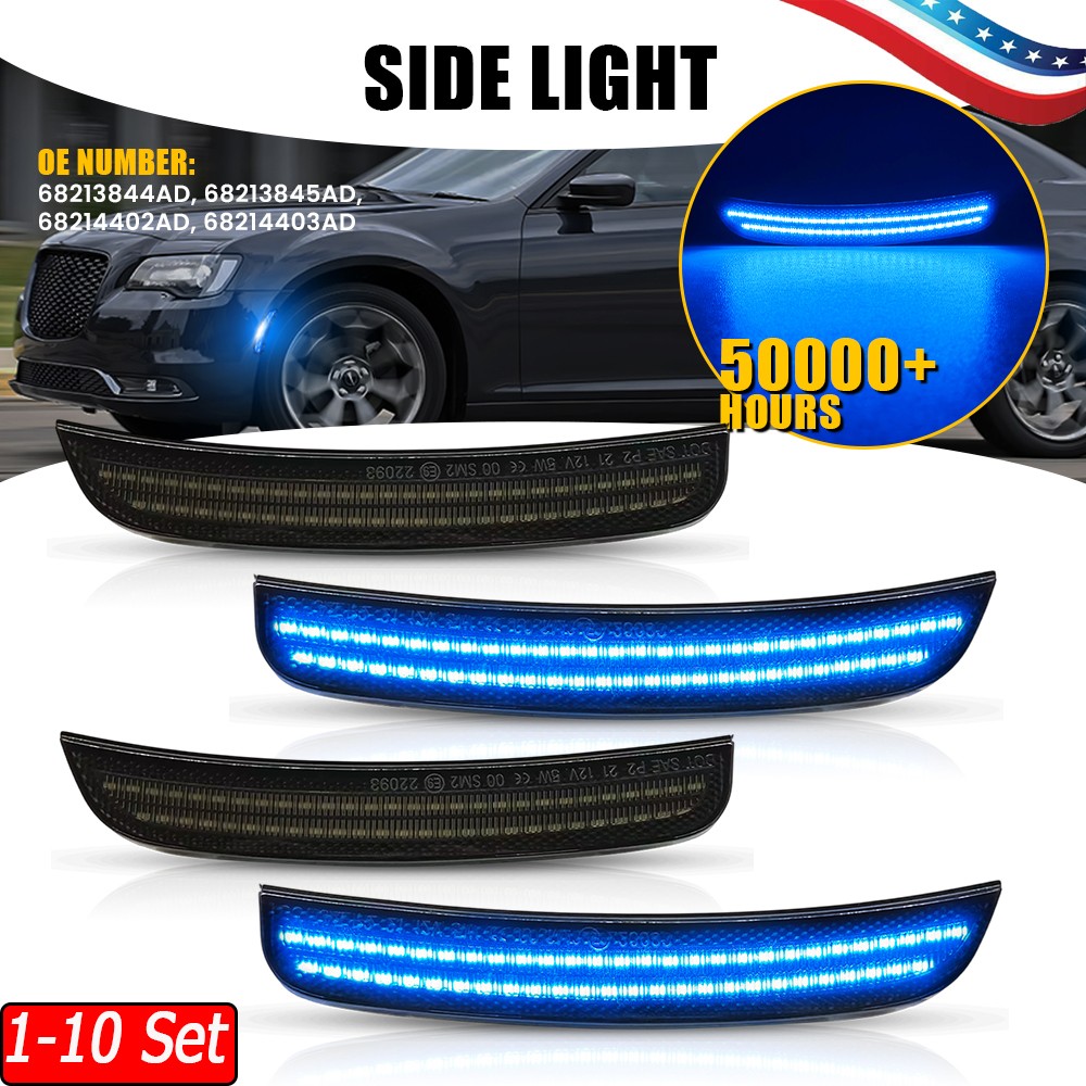 1-10 Set LED Side Marker Lights Front Rear Set For 15 16 17 18-23 Chrysler 300