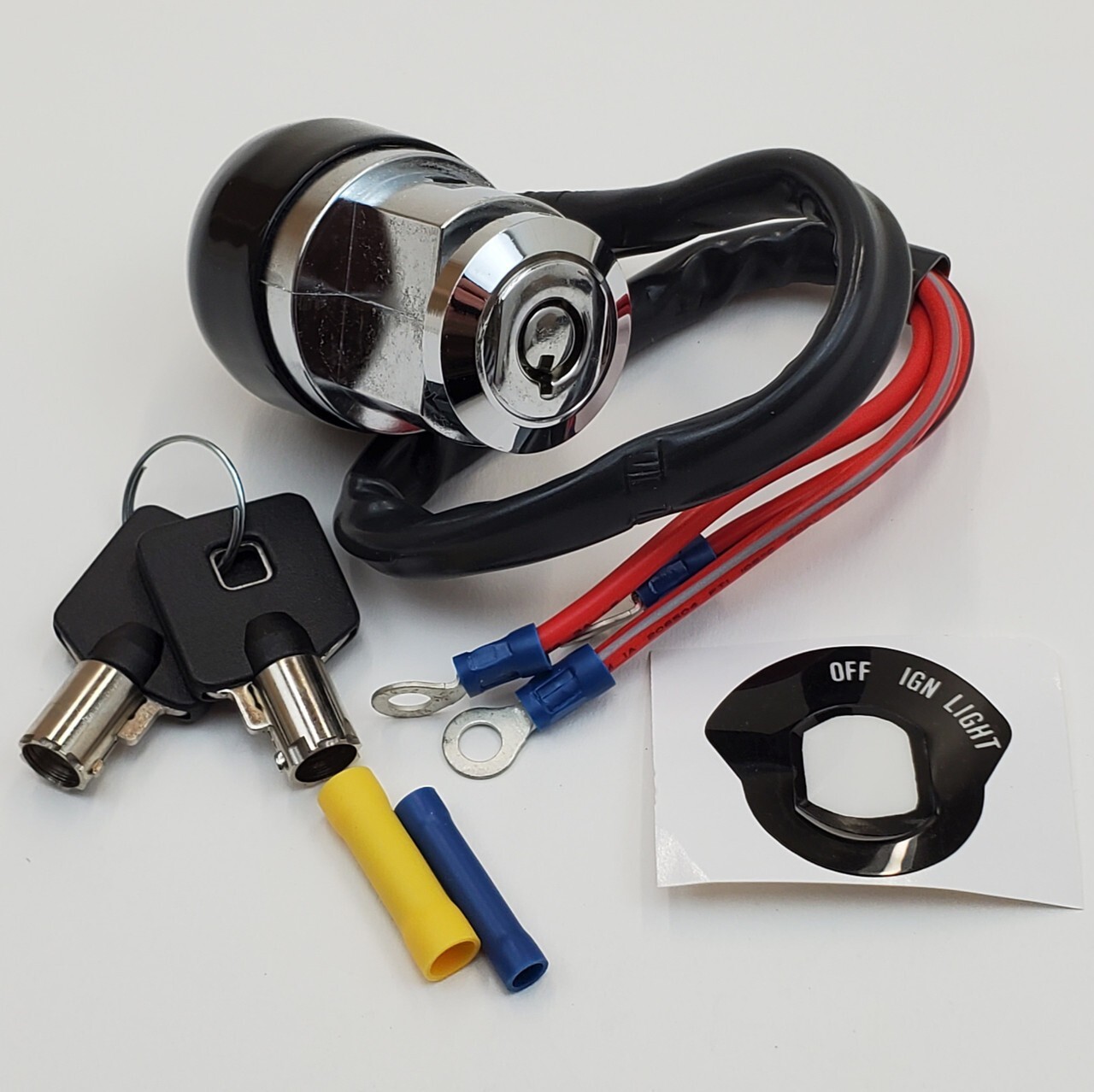 Chrome Ignition Switch, 3-Position (Off, Ign., Ign. w/Lights) 1979-2005 XL, FXD Chrome Ignition Switch, 3-Position (Off, Ign., Ign. w/Lights) 1979-2005 XL, FXD