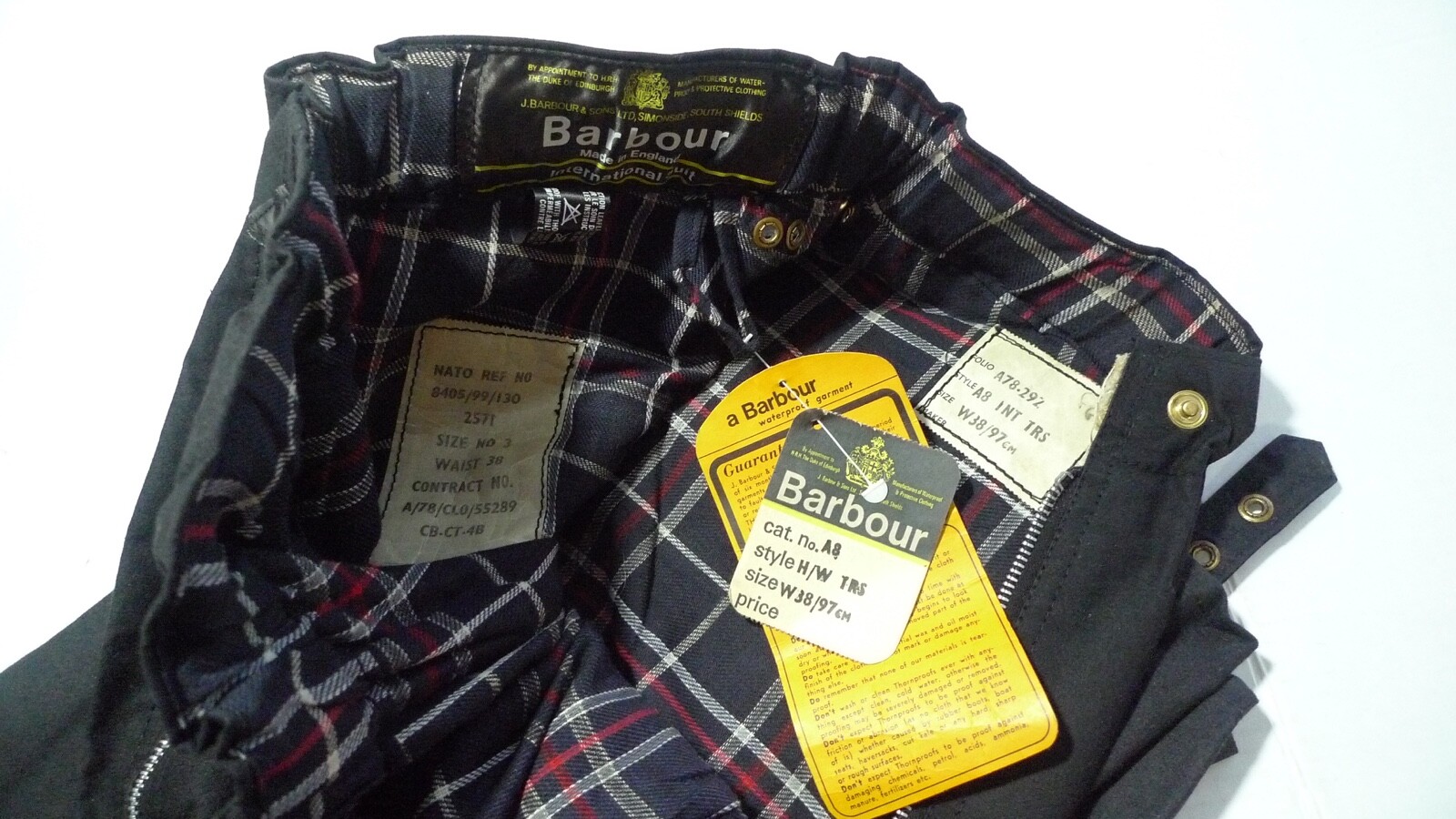 BARBOUR-- A8 INTERNATIONAL MOTORCYCLE  PANTS -  NATO  LABEL - NOS - 38 - RARE