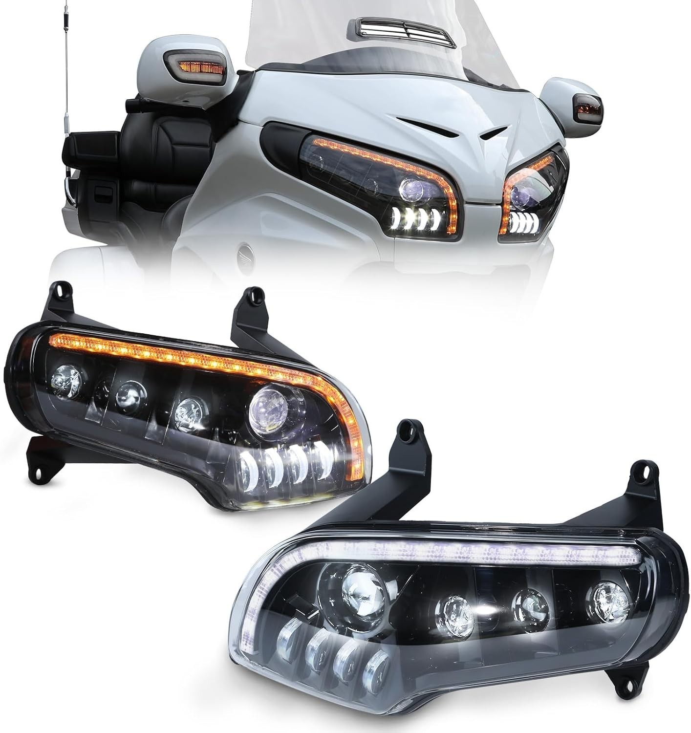 LED Headlight H/L Beam Blinking Turn Signal for Honda GoldWing GL1800 2001-2017