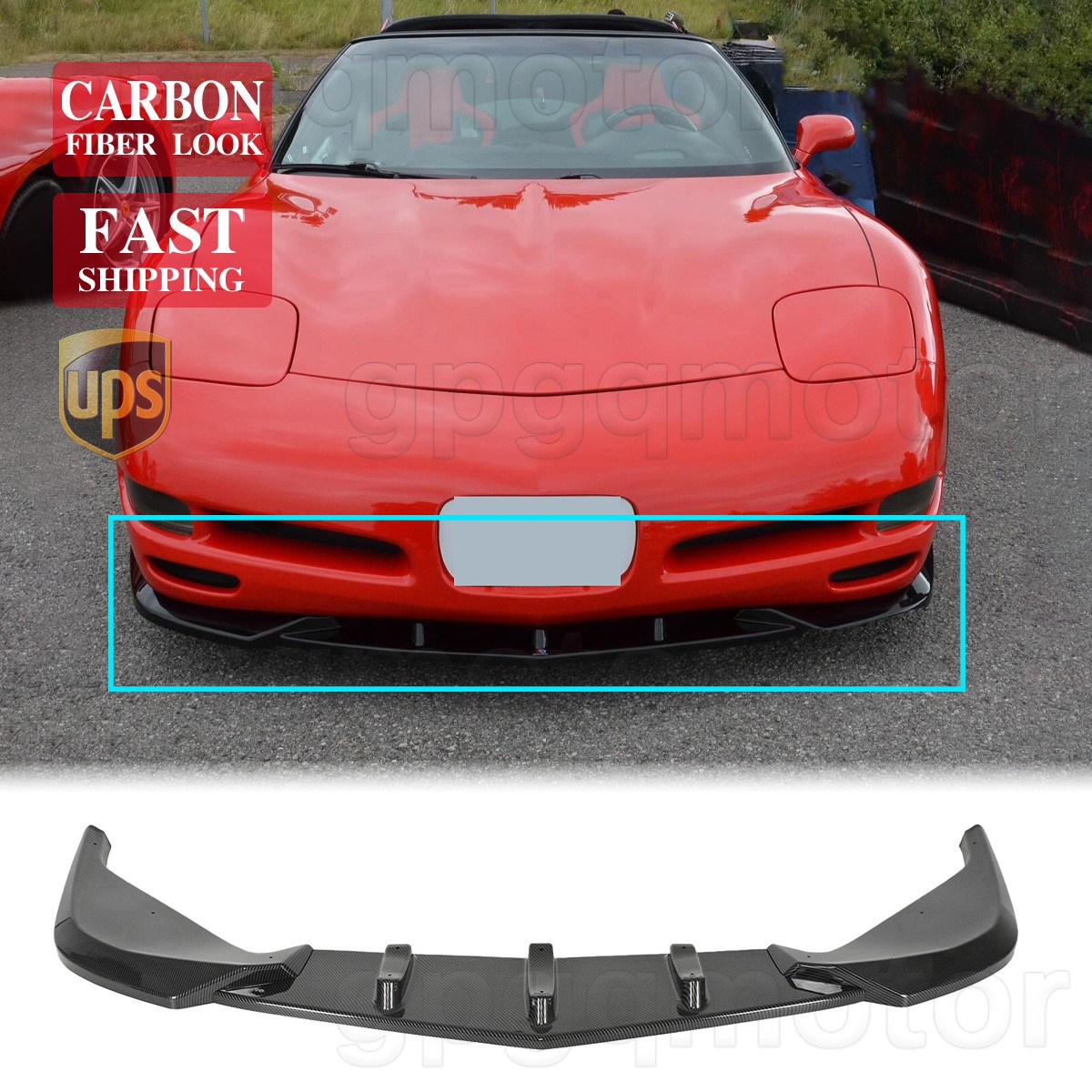 For Corvette C5 1997-2004 MX Style Carbon Painted Front Bumper Lip Splitter Kit For Corvette C5 1997-2004 MX Style Carbon Painted Front Bumper Lip Splitter Kit