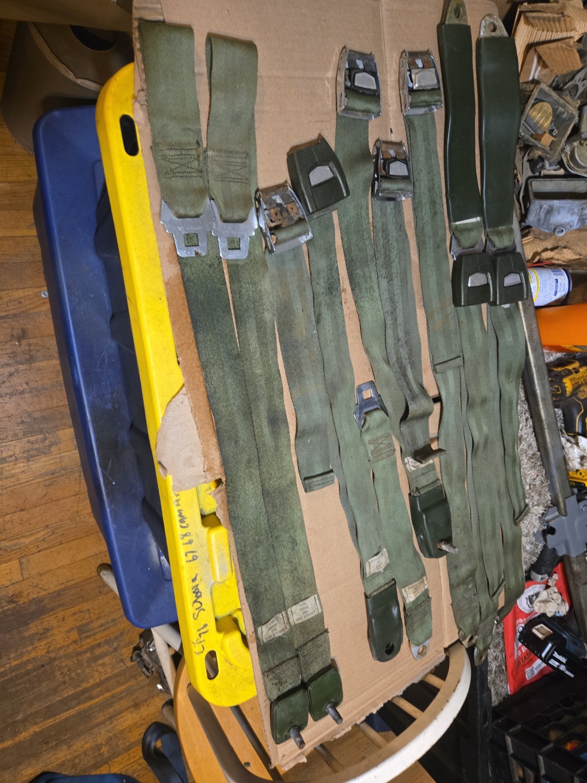 1970-1971 Dodge Charger Deluxe Seat Belts Lot Green 3508286 287 289 291 B Body 1970-1971 Dodge Charger Deluxe Seat Belts Lot Green 3508286 287 289 291 B Body