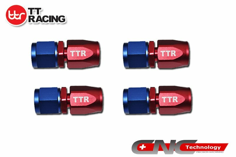 Aluminum Alloy Swivel Fitting Fuel Hose End Straight Set of 4 Fittings Kit Red