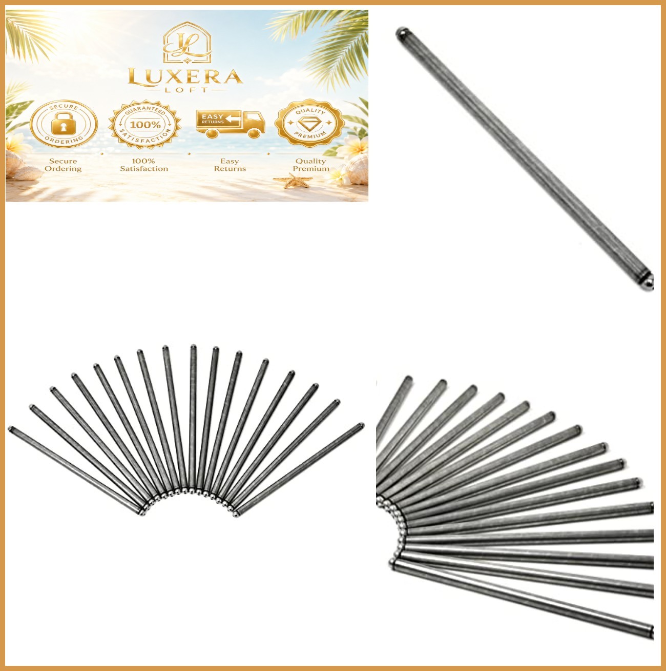 LS Pushrod Set 7.400 Inch 16 Piece Stock Replacement Steel for LS1 LS2 LS3 LS6