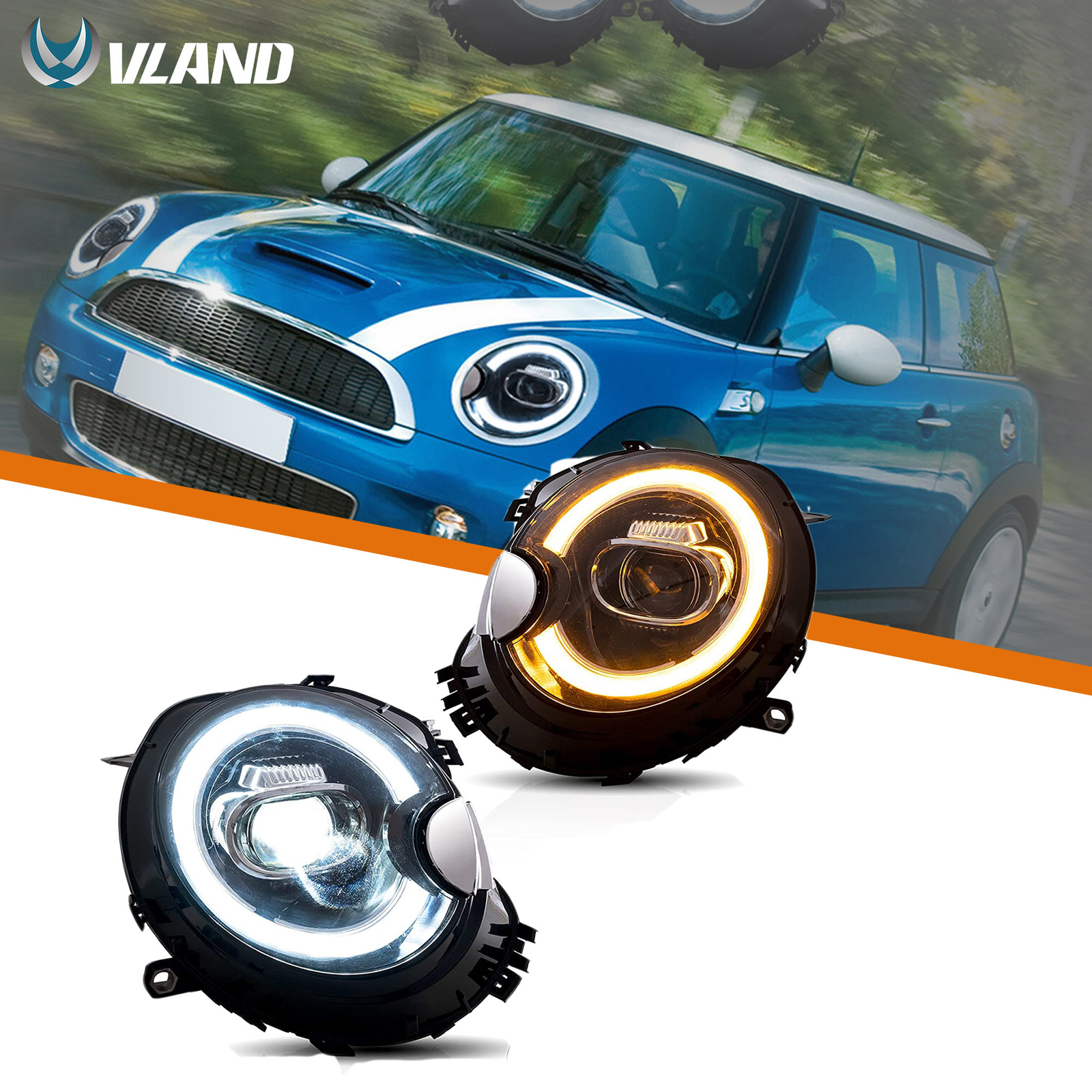LED DRL Headlights Direct For 2007-2015 Mini Cooper R56 R57 R58 R59 Sequential