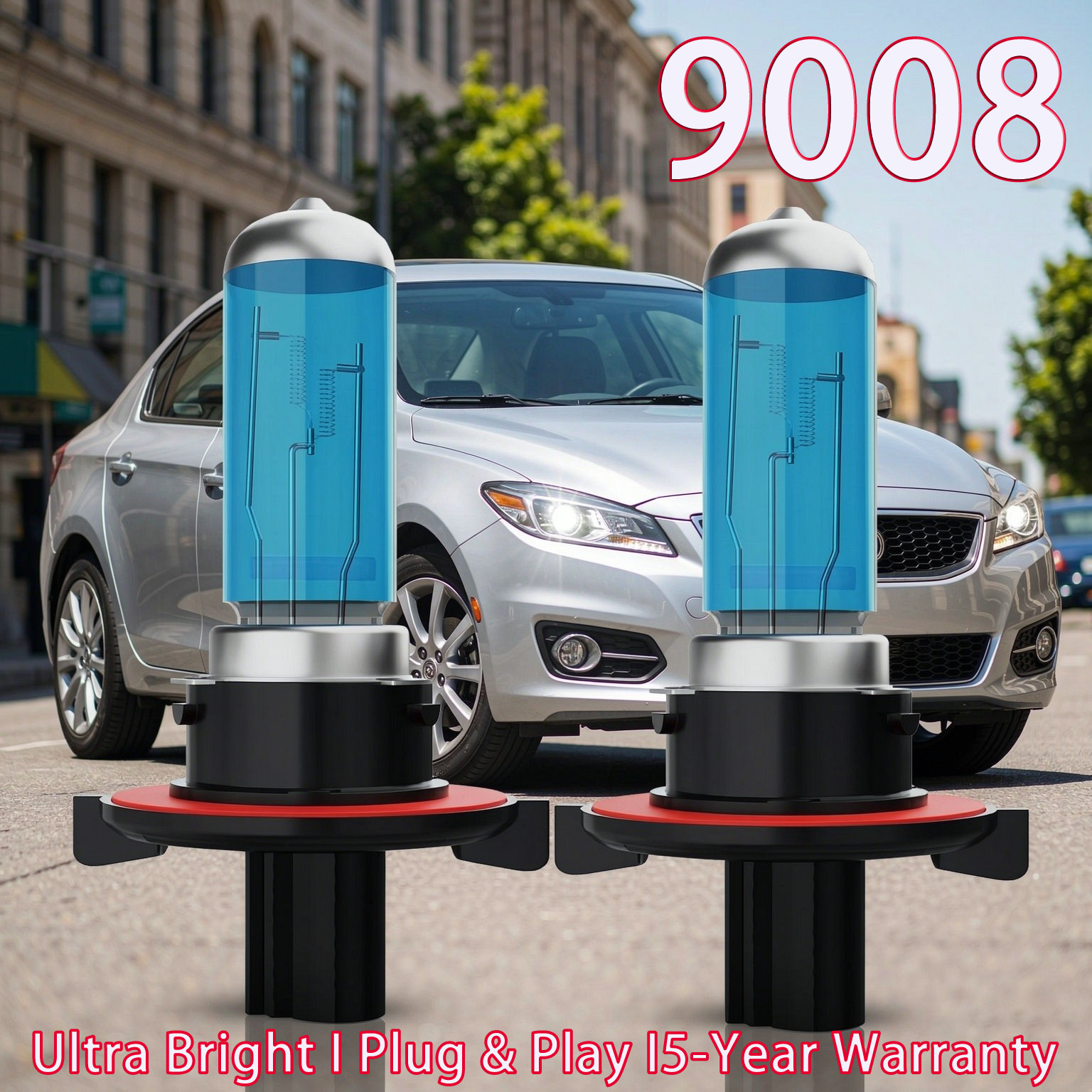 2x H13/9008 Halogen Headlight Bulbs High/Low Beam 6000K Super Bright 60W 12V 2x H13/9008 Halogen Headlight Bulbs High/Low Beam 6000K Super Bright 60W 12V