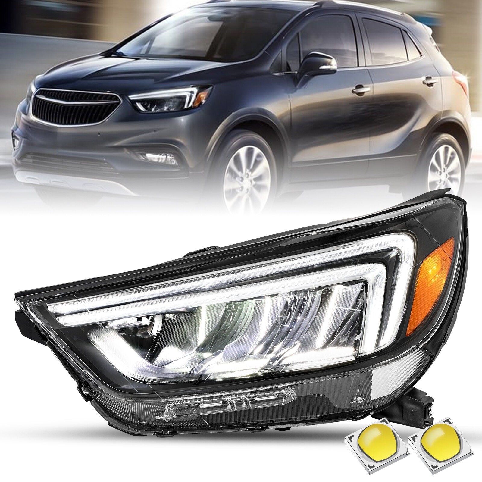 For 2017-2022 Buick Encore Full LED Headlight Assembly Headlamps Left/Right Side