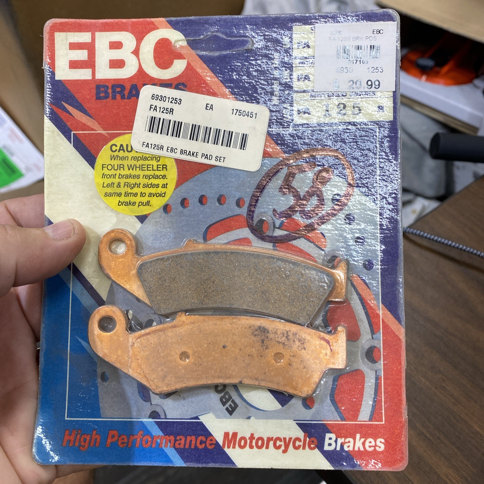 EBC FA125R R Series Sintered Brake Pad Front FA125R HONDA CR125 CR250 CR Box4-58 EBC FA125R R Series Sintered Brake Pad Front FA125R HONDA CR125 CR250 CR Box4-58