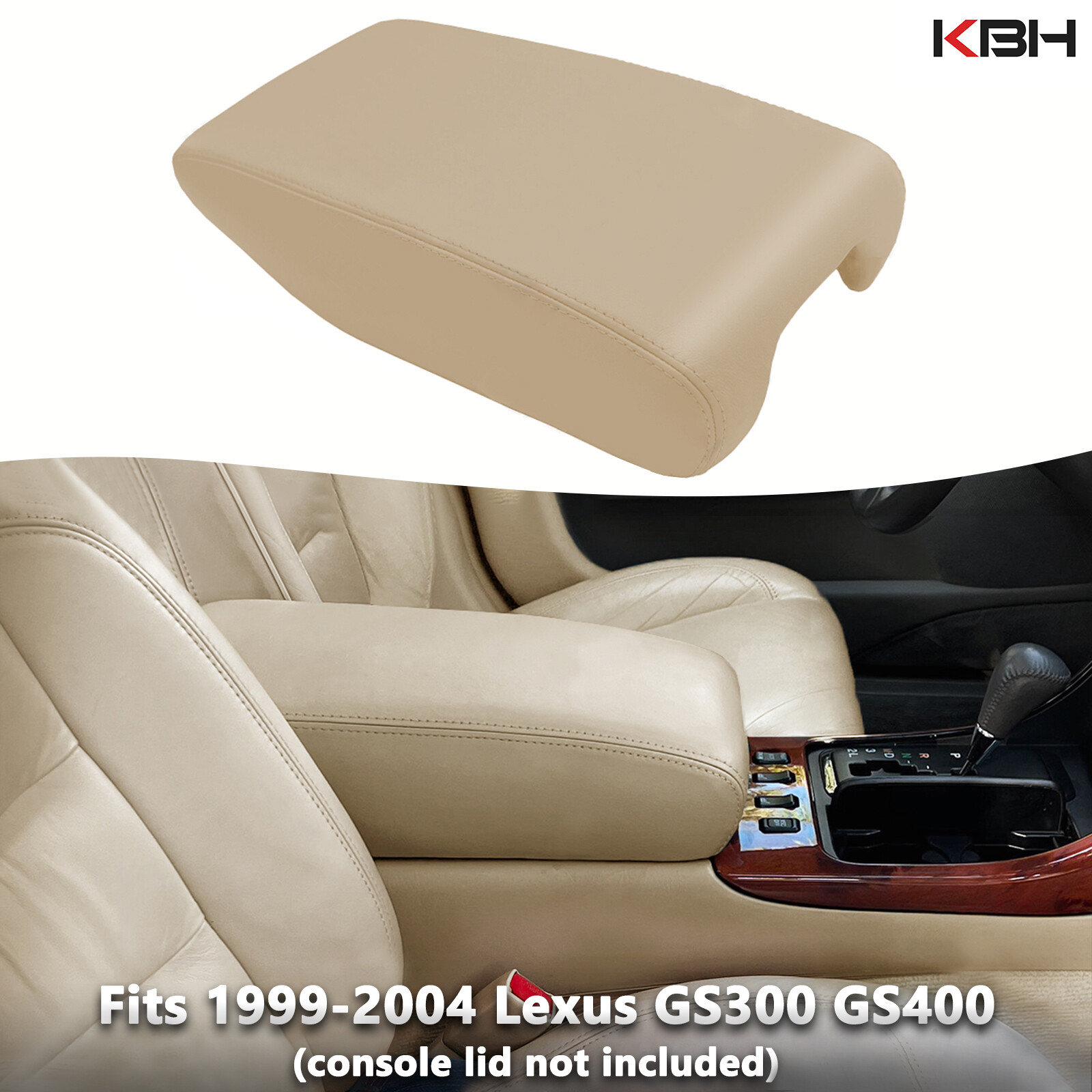 Fit 99-04 Lexus GS300 GS400 GS430 Center Console Lid Leather Armrest Cover Tan