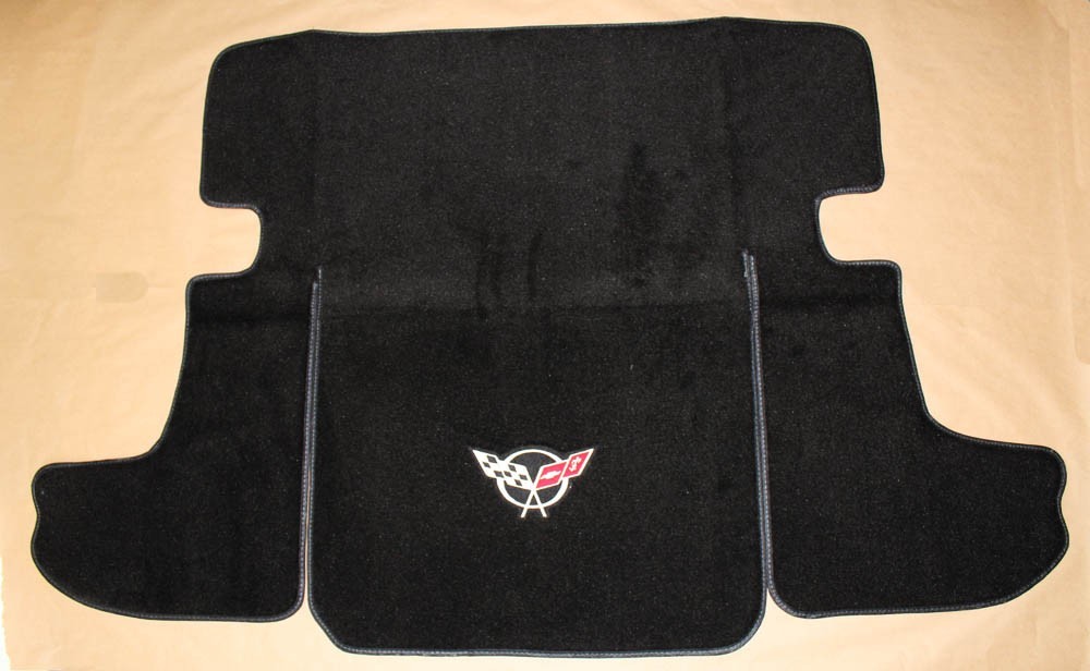 NEW Black Cargo Deck Mat 1997-2004 Corvette Embroidered Silver Flag Logo Coupe NEW Black Cargo Deck Mat 1997-2004 Corvette Embroidered Silver Flag Logo Coupe