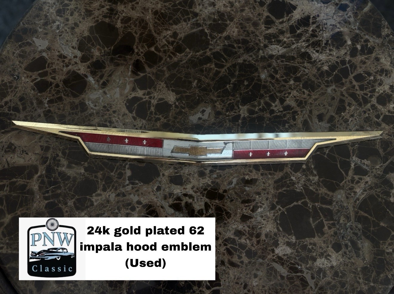 1962 62 Chevy Impala 24k Gold Plated hood Emblem