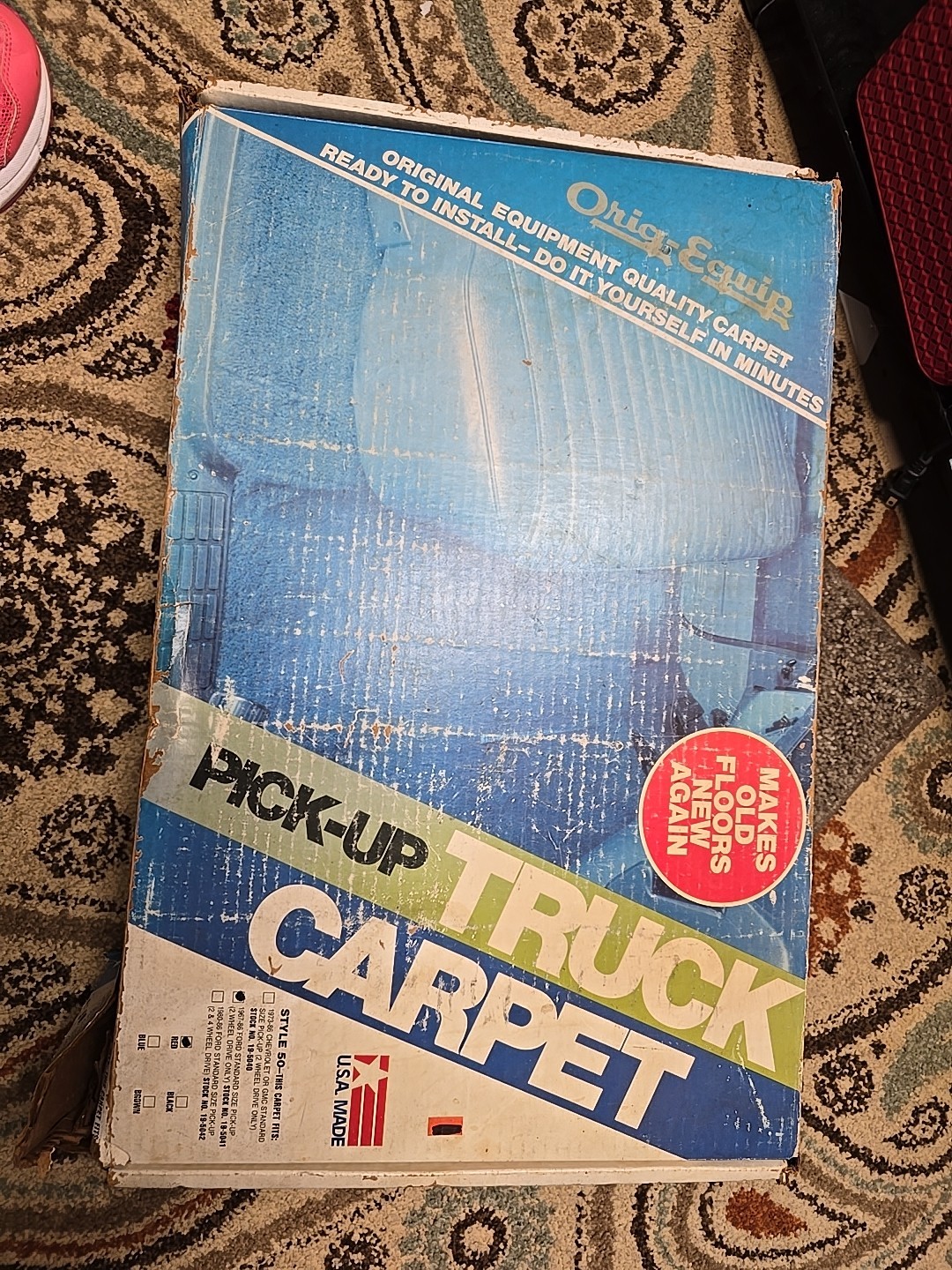 Orig Pick Up Truck Carpet 1967-86 Ford Stock No 19-5041 New In Box Red Style 50 