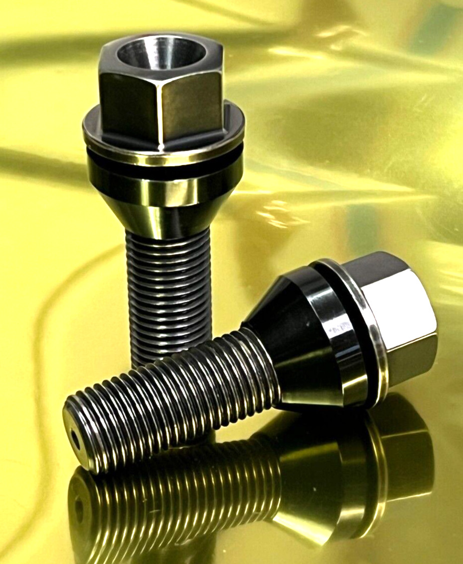 14x1.5 19HEX 28mm 60Degree Floating Seat Detailed Black Titanium Lug Bolt 20 set