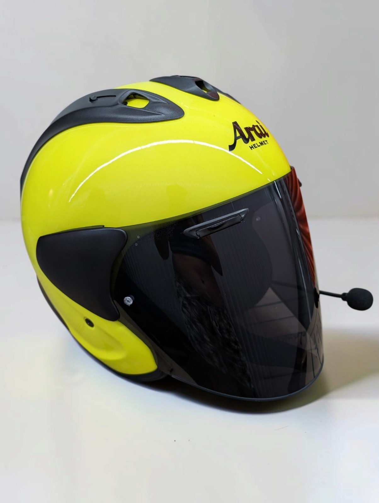 Arai Ram-X Open Face Helmet Fluorescent Yellow XS Cardo Freecom Mount SNELL DOT