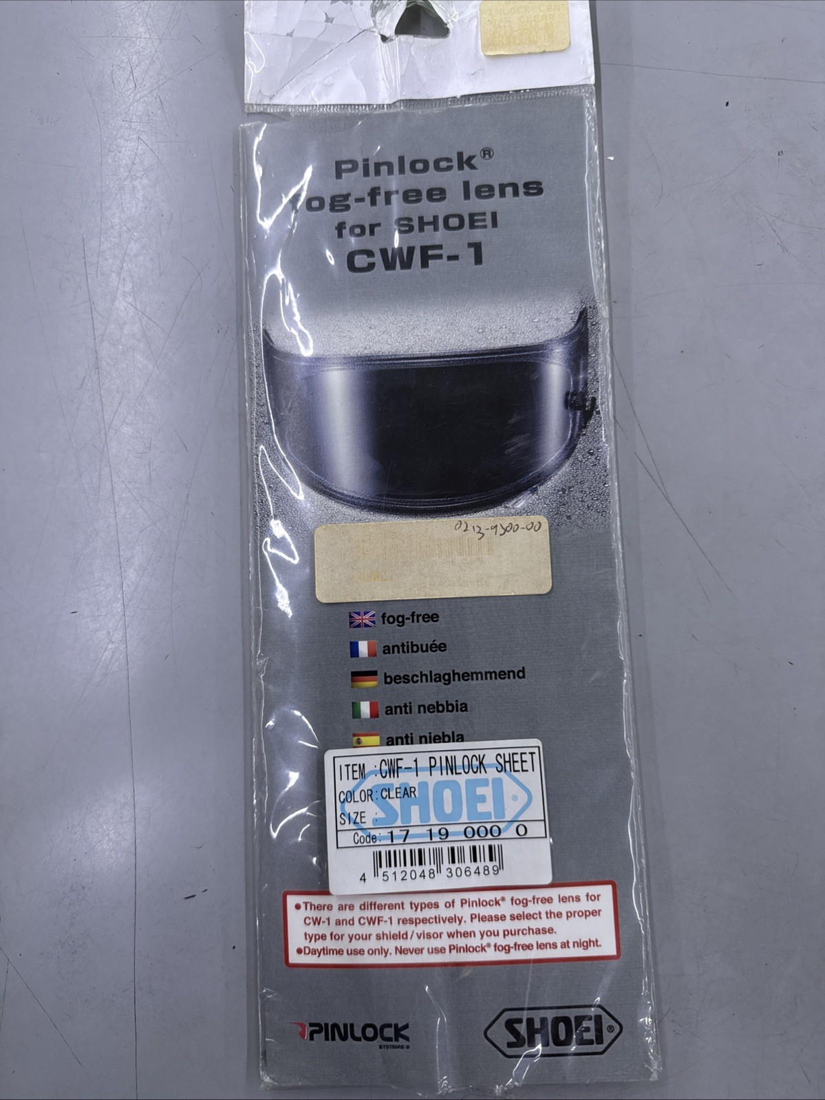 Shoei CWF-1 Pinlock Evo Lens Clear Shoei CWF-1 Pinlock Evo Lens Clear