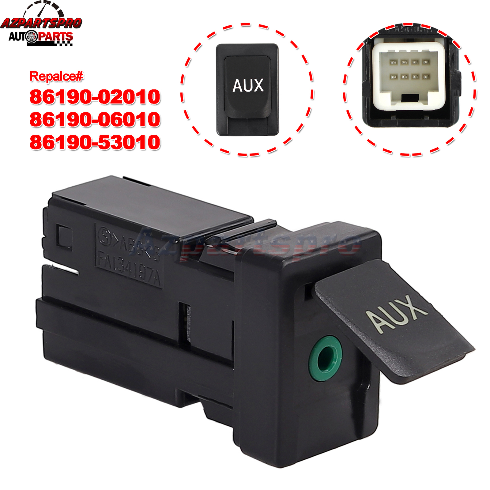 8619002010 8619006010 Aux Port Auxiliary Stereo Adaptor Input Jack For Toyota 
