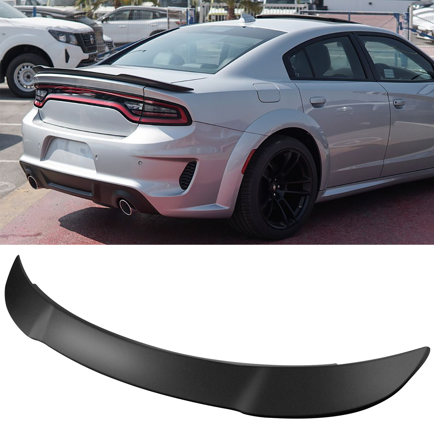 For 2011-2023 Dodge Charger Matt-black Hellcat Style SRT Rear Spoiler Wing
