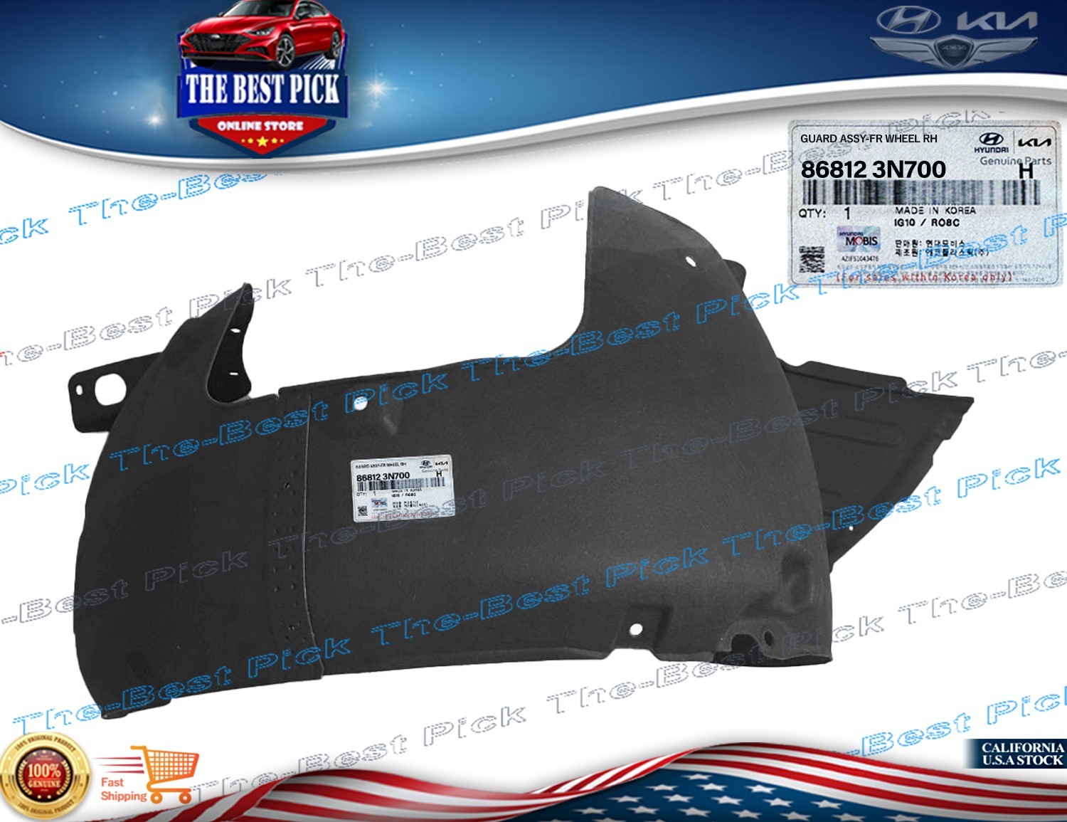 ⭐GENUINE⭐Front Fender Liner Right FOR (2014-2016 HYUNDAI EQUUS) ⭐OEM⭐ 868123N700