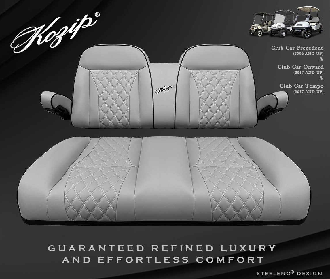 'KOZIP' CLUB CAR PRECEDENT/TEMPO GOLF CART FRONT SEAT/BACKREST CUSHION SET GRAY