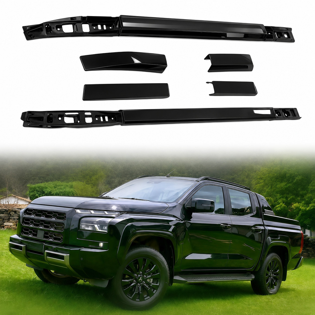 Roof Rack Side Rails for Mitsubishi Triton L200 2024 2025 2026 Black Aluminium