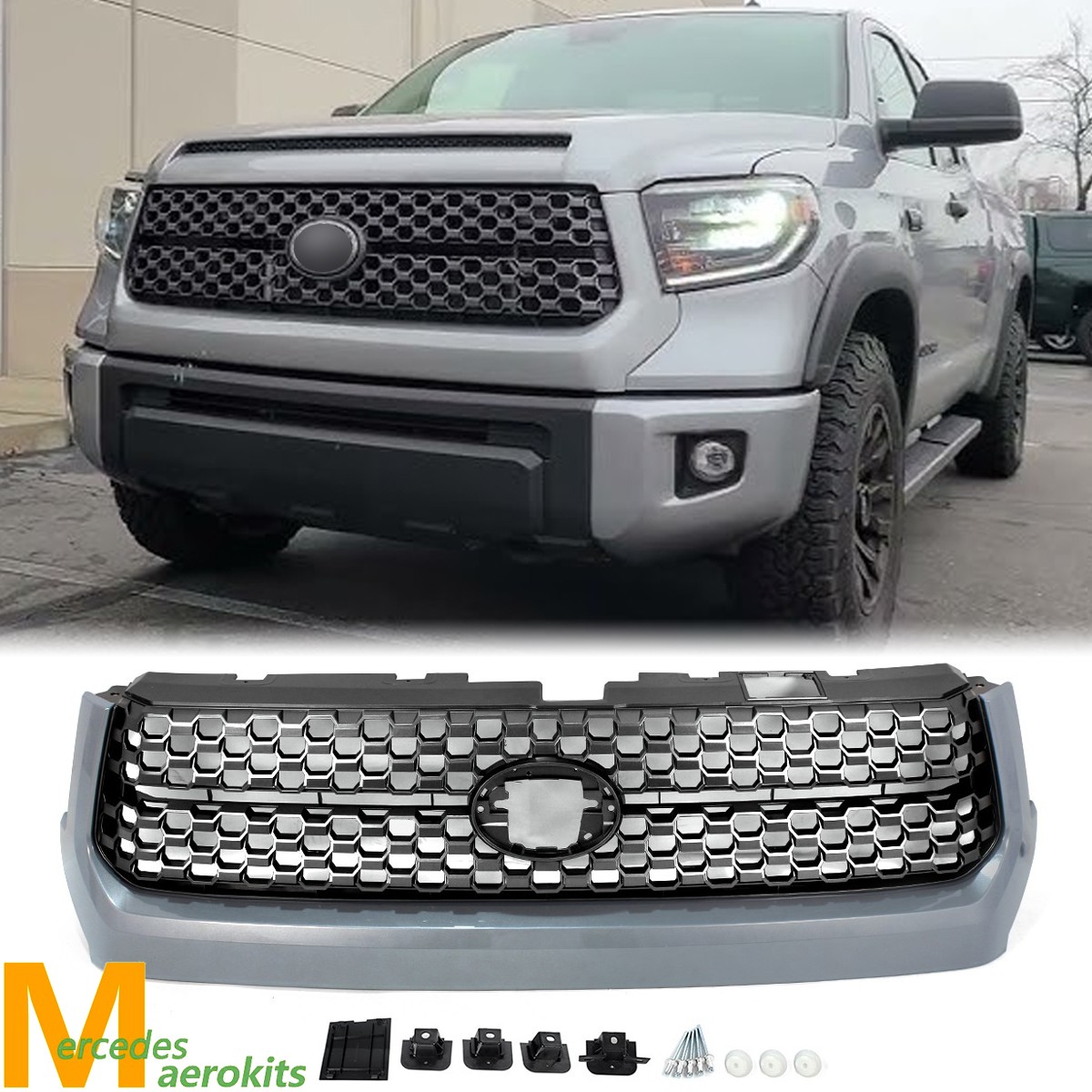Cement Grey Front Upper Grille Honeycomb TRD Style For Toyota Tundra 2014-2021