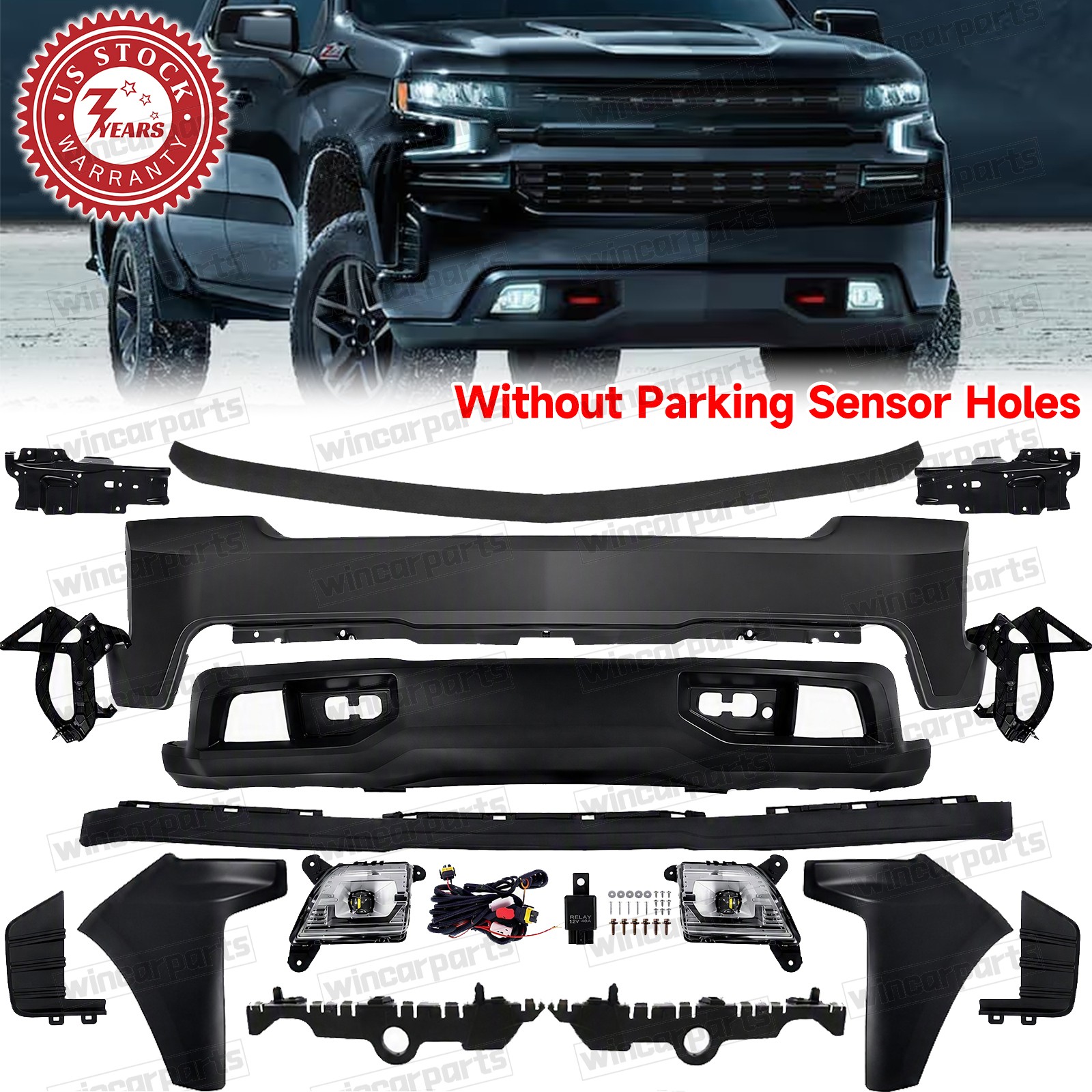 Front Bumper Cover Valance Bracket Set For Chevrolet Silverado 1500 2019-2021