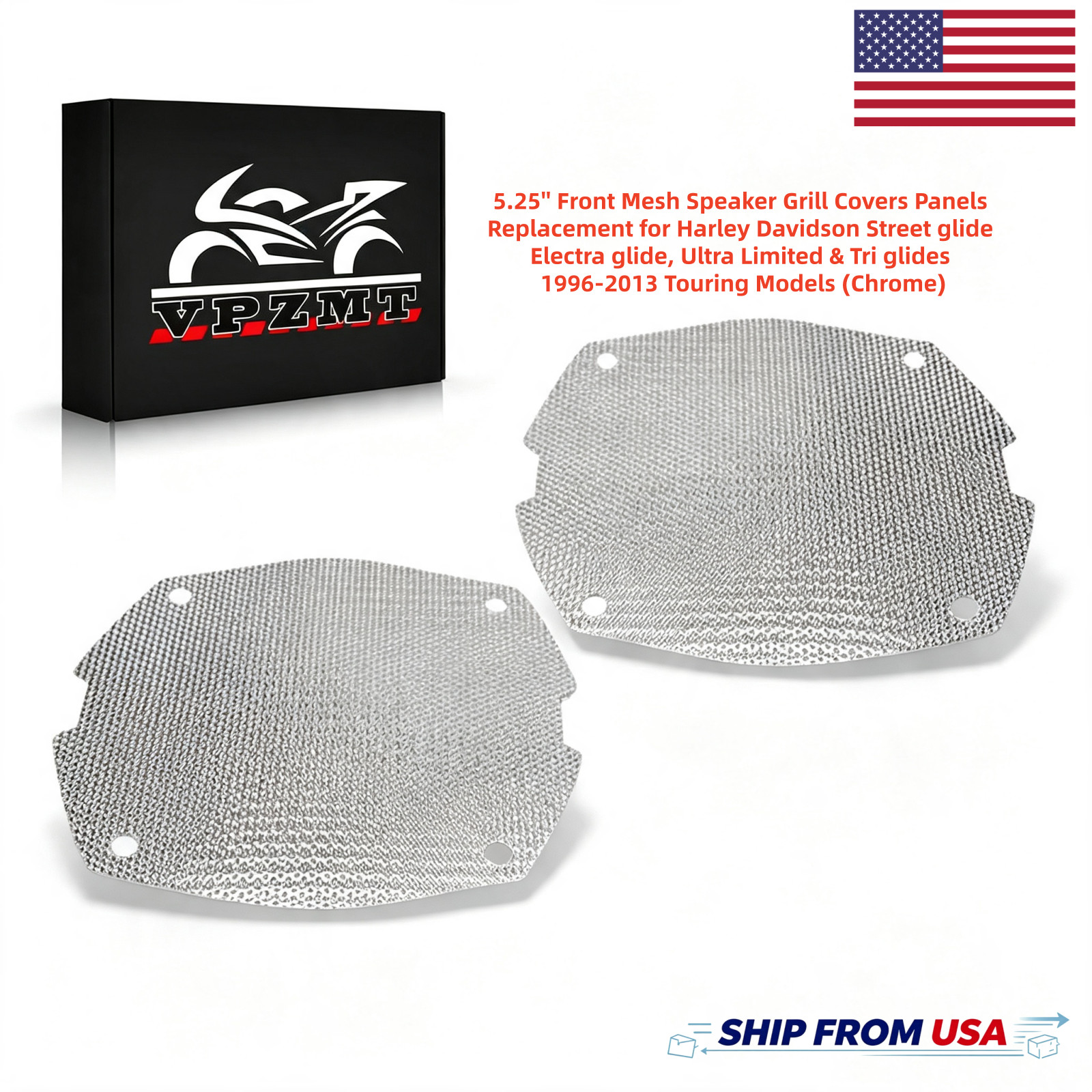 Front Mesh Speaker Grill Cover Panels Replacement For 1996-2013 Harley Touring Front Mesh Speaker Grill Cover Panels Replacement For 1996-2013 Harley Touring