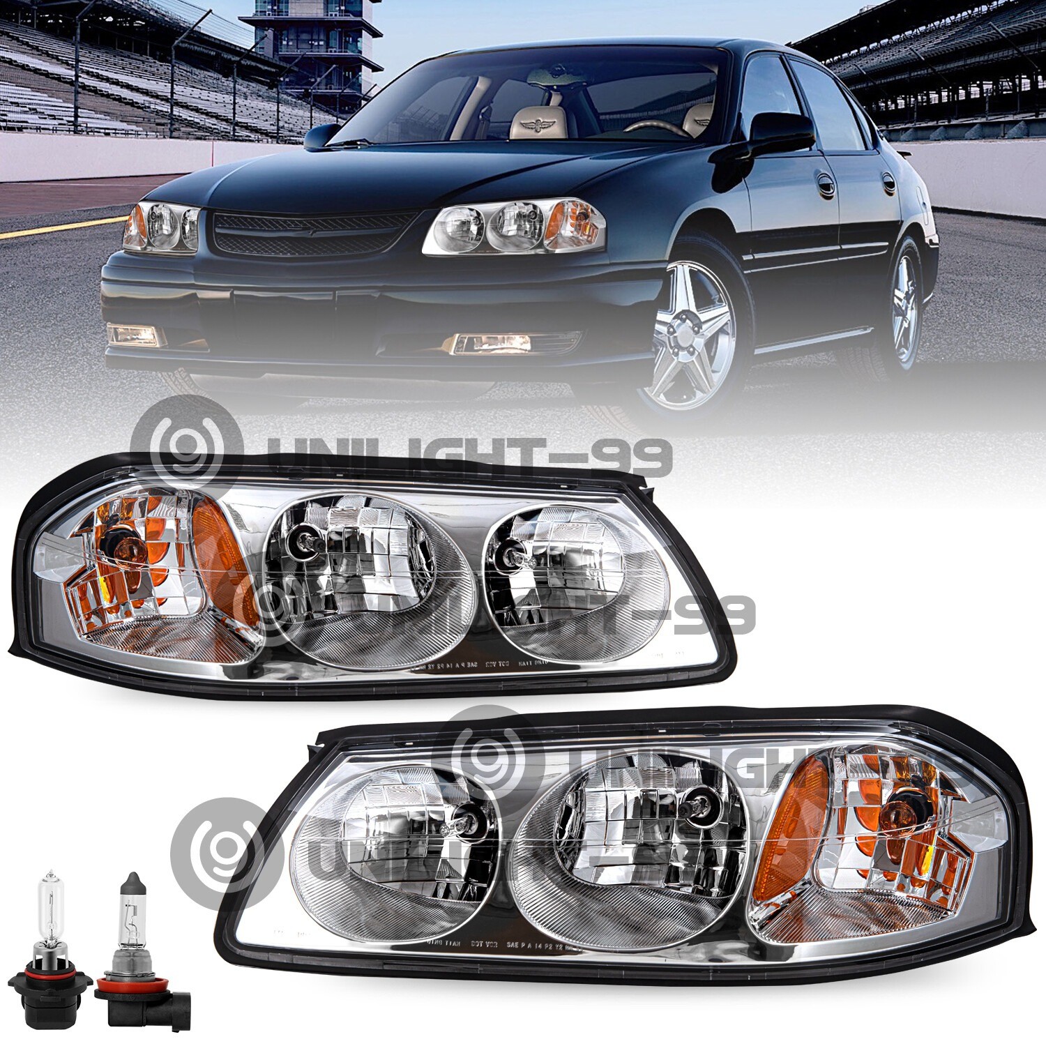 For 2000-2005 Chevy Impala New Halogen Headlights Headlamps Assembly Replacement For 2000-2005 Chevy Impala New Halogen Headlights Headlamps Assembly Replacement
