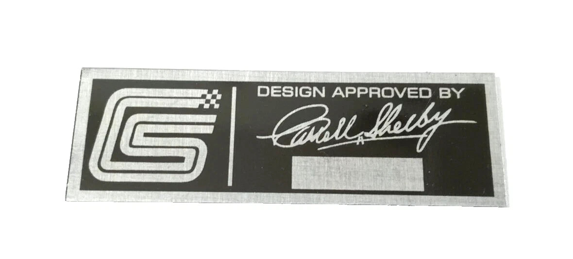 DATA PLATES DASHBOARD FOR VINTAGE CARROLL SHELBY #S73