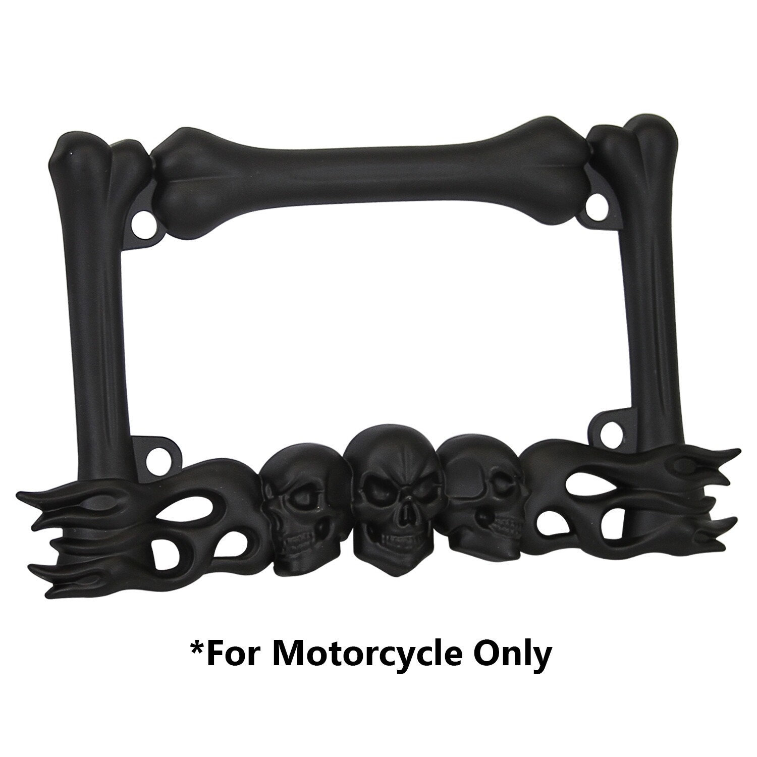 3D SKULL FLAMES BONES BLACK MOTORCYCLE LICENSE PLATE FRAME FOR DUCATI