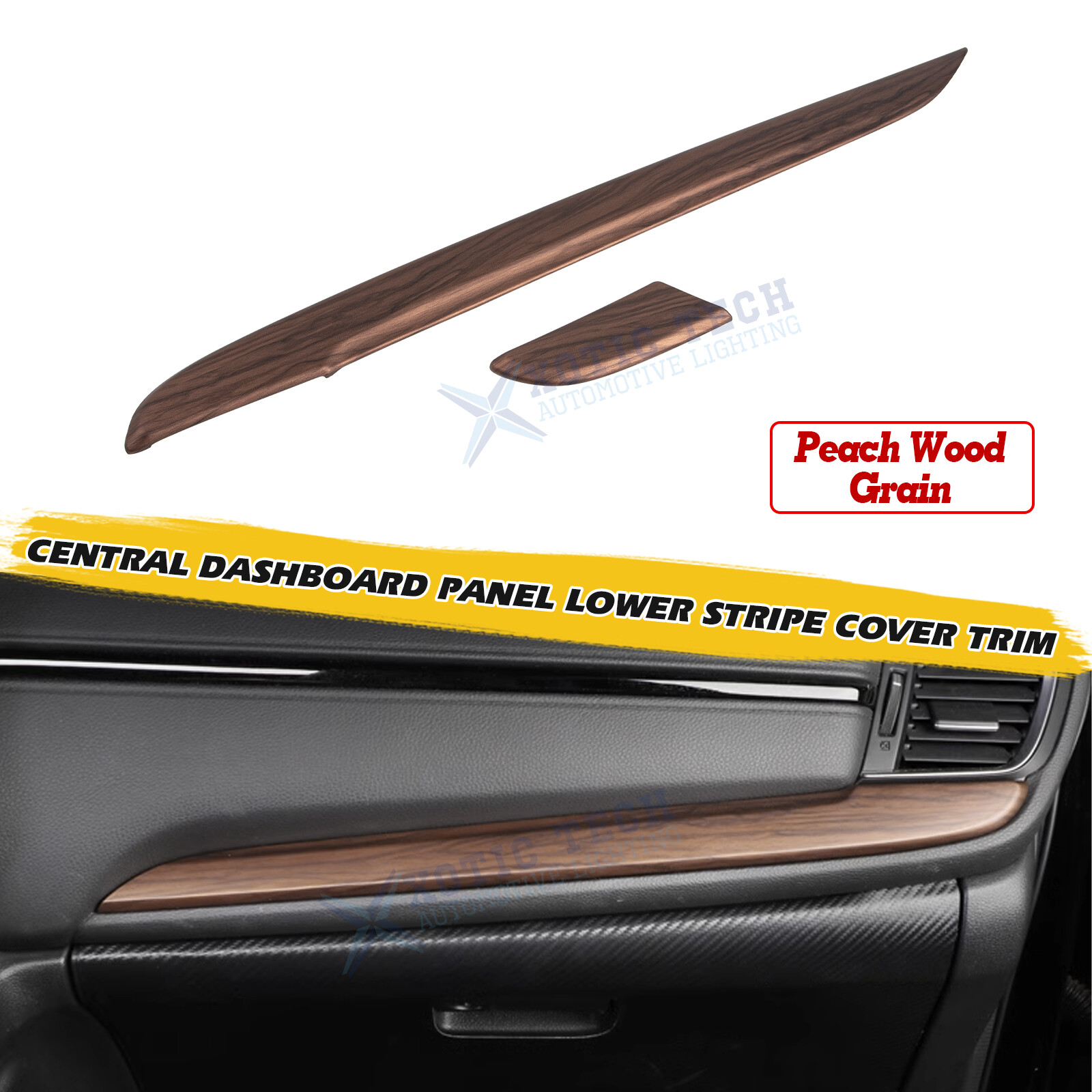 Peach Wood Pattern Central Dashboard Lower Panel Decor For Honda CR-V 2017-2022